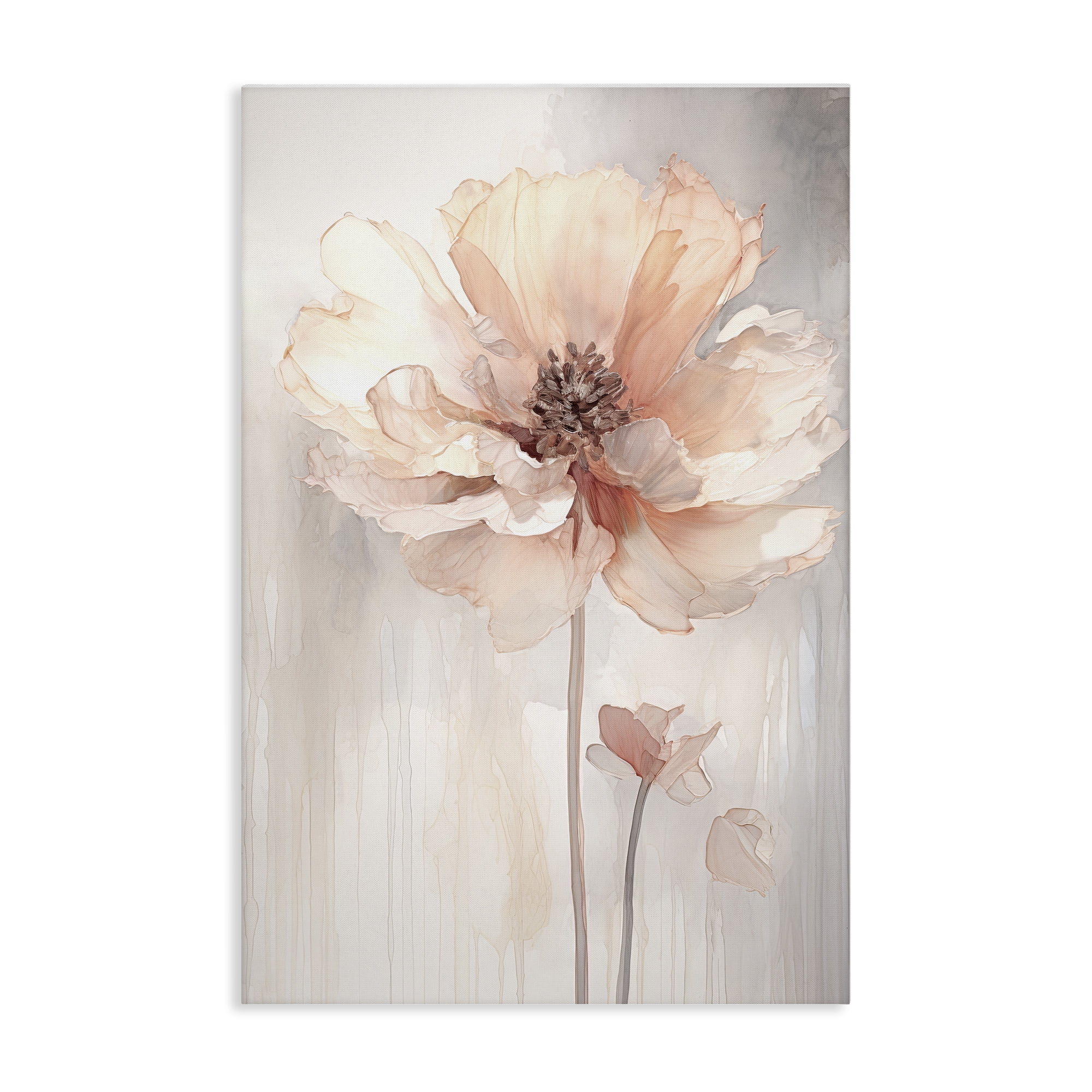 Stupell Industries Pastel Blush Flower Plants & Flowers Painting Wrapped Canvas Art Print Wall Art, 20 x 30