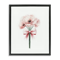 Stupell Industries Pastel Bouquet with Bow Plants & Flowers Painting Black Floater Framed Canvas Art Print Wall Art, 17 x 21
