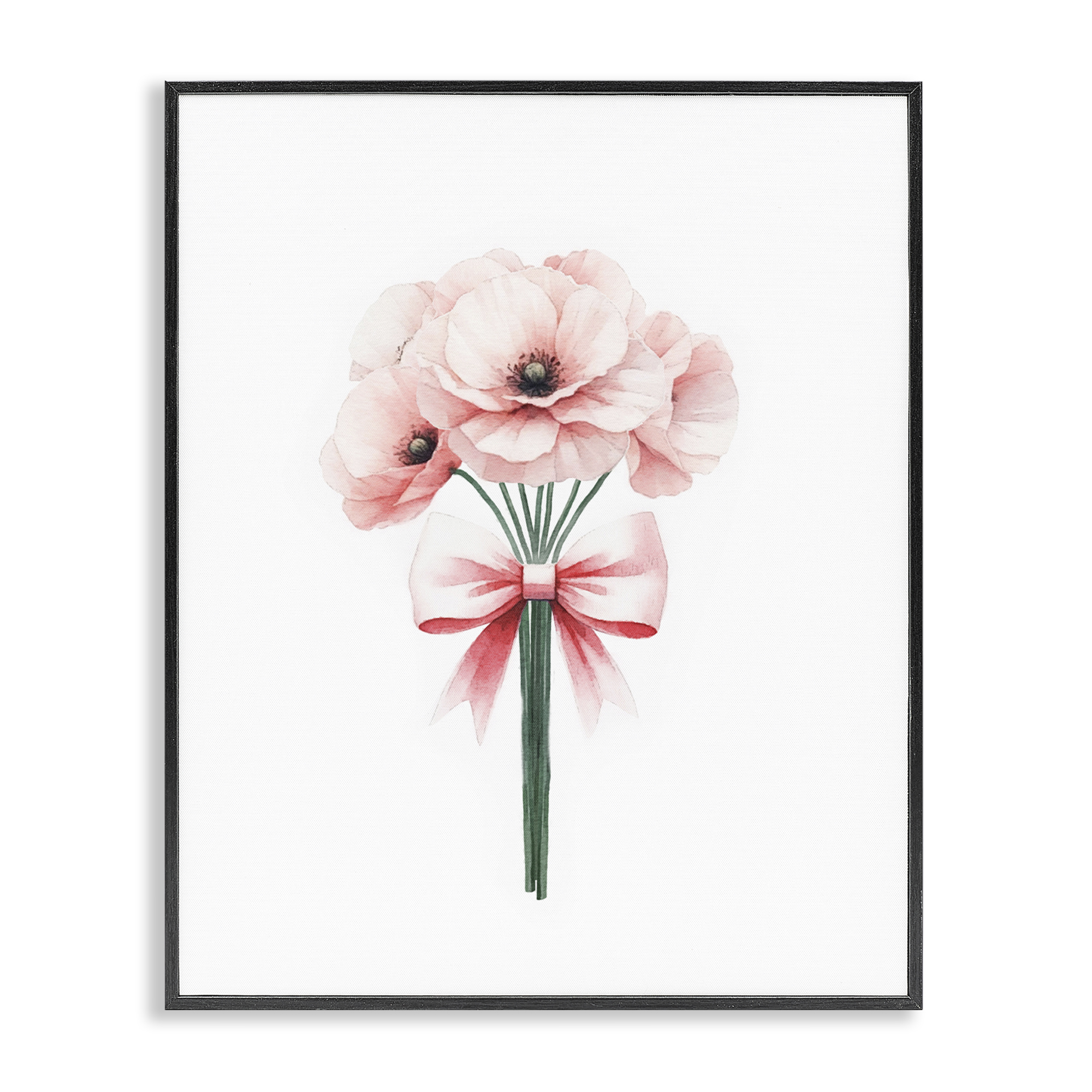 Stupell Industries Pastel Bouquet with Bow Plants & Flowers Painting Black Framed Art Print Wall Art, 11 x 14