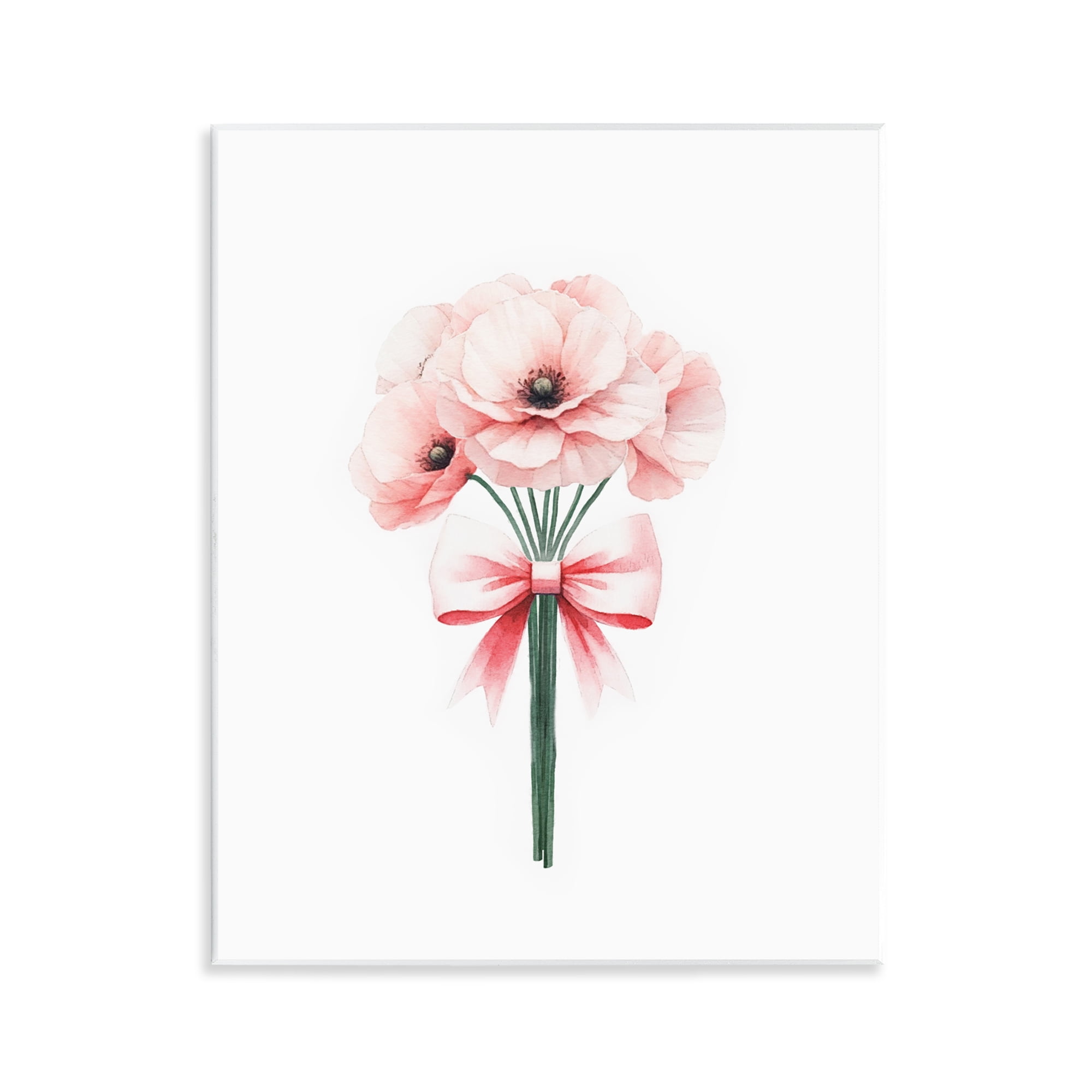 Stupell Industries Pastel Bouquet with Bow Plants & Flowers Painting Unframed Art Print Wall Art, 11 x 14
