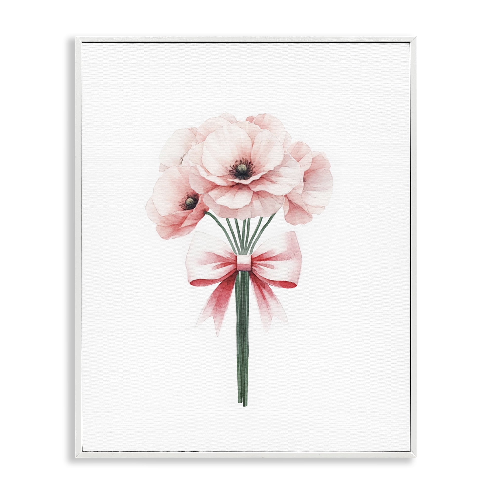 Stupell Industries Pastel Bouquet with Bow Plants & Flowers Painting White Framed Art Print Wall Art, 24 x 30