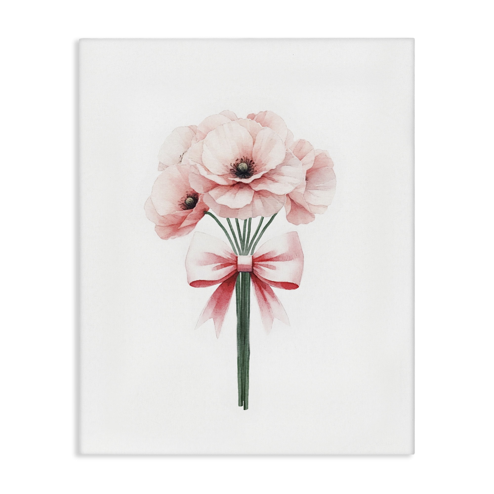 Stupell Industries Pastel Bouquet with Bow Plants & Flowers Painting Wrapped Canvas Art Print Wall Art, 24 x 30
