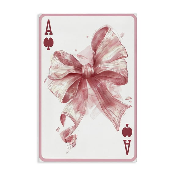 Stupell Industries Pastel Bow Playing Card Fashion Painting Wrapped Canvas Canvas Art Print Wall Art, 16 x 24
