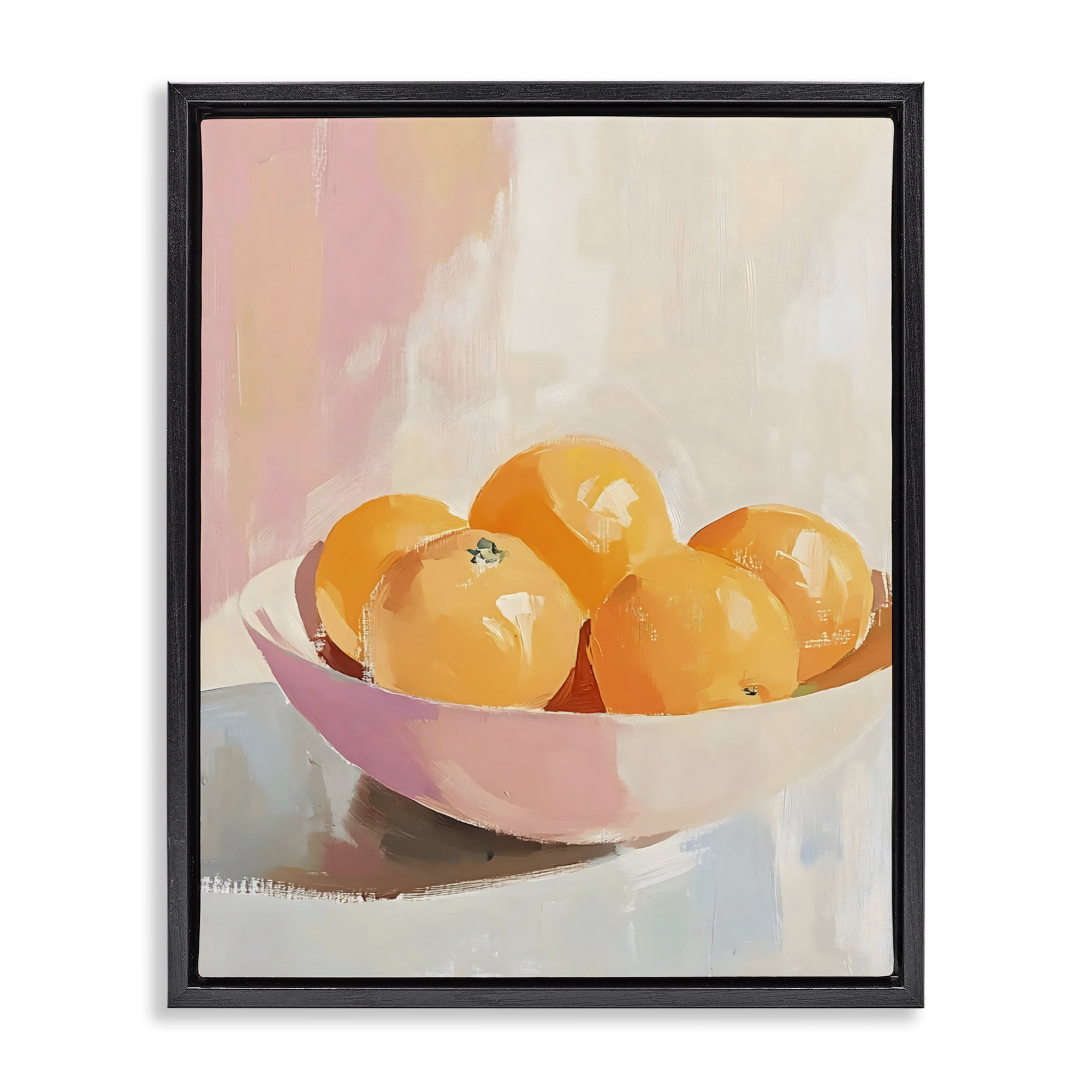 Stupell Industries Pastel Bowl of Oranges Black Framed Floater Canvas Wall Art, design by The Prints Vibe