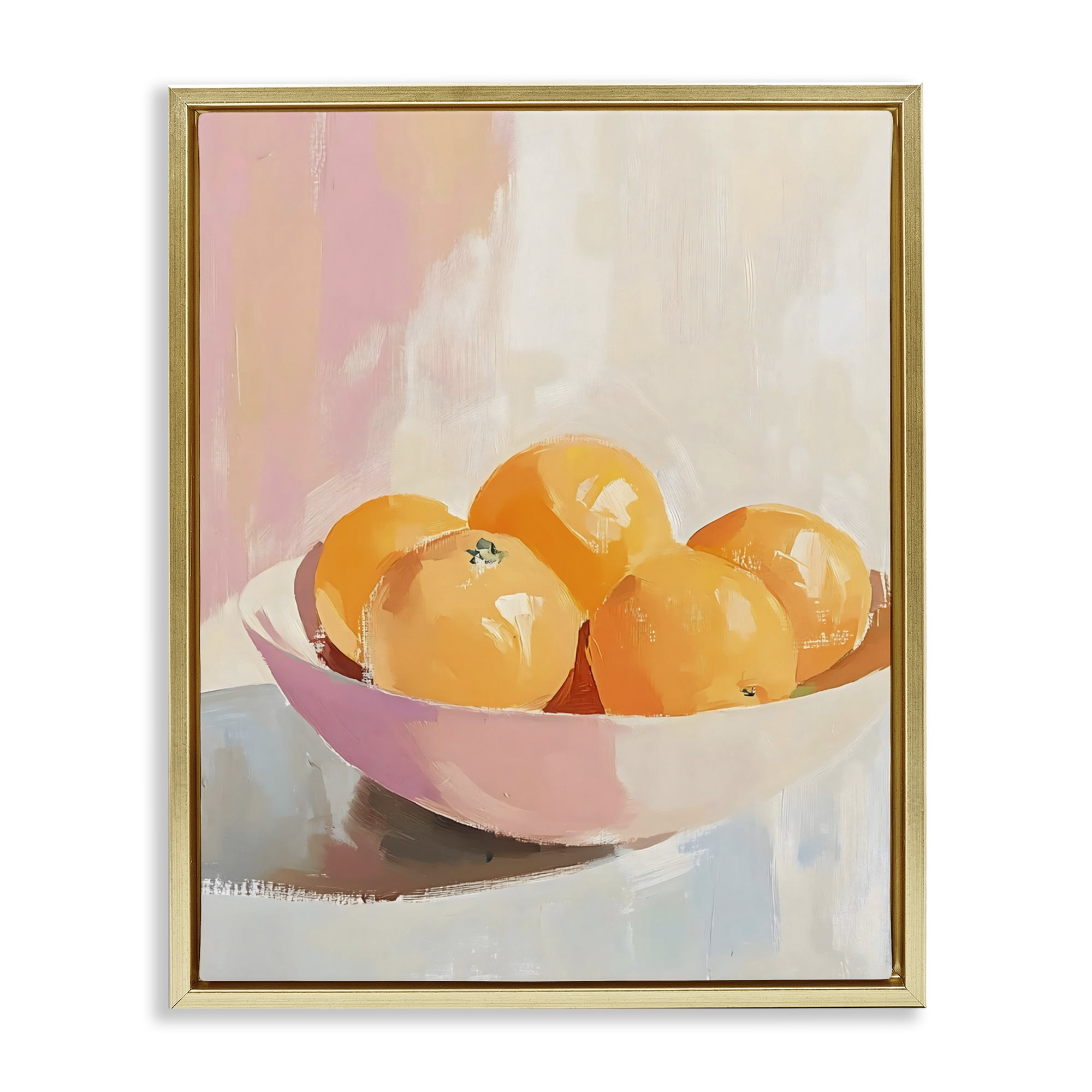 Stupell Industries Pastel Bowl of Oranges Gold Framed Floater Canvas Wall Art, design by The Prints Vibe