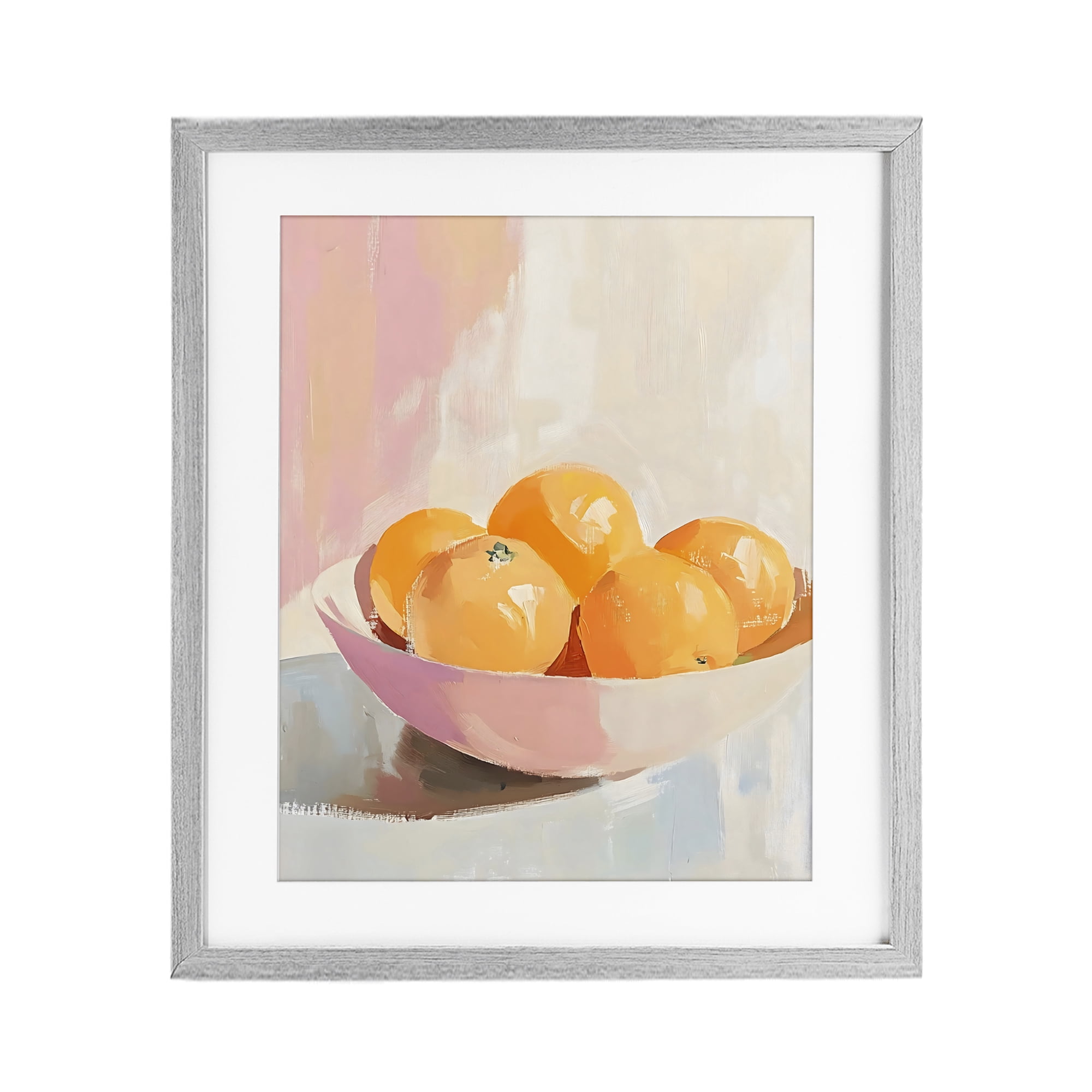Stupell Industries Pastel Bowl of Oranges Gray Framed Print Under Glass, design by The Prints Vibe