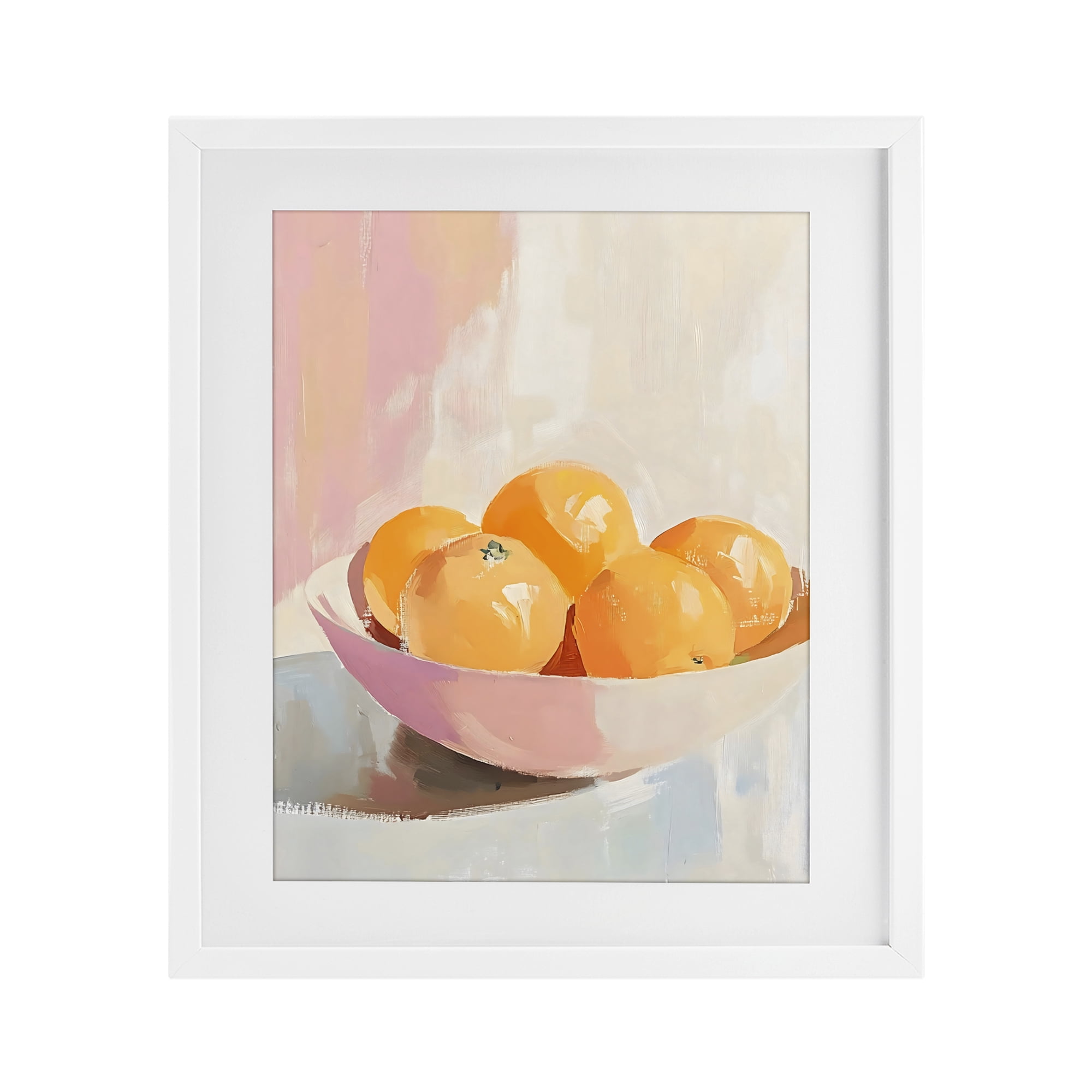 Stupell Industries Pastel Bowl of Oranges White Framed Print Under Glass, design by The Prints Vibe