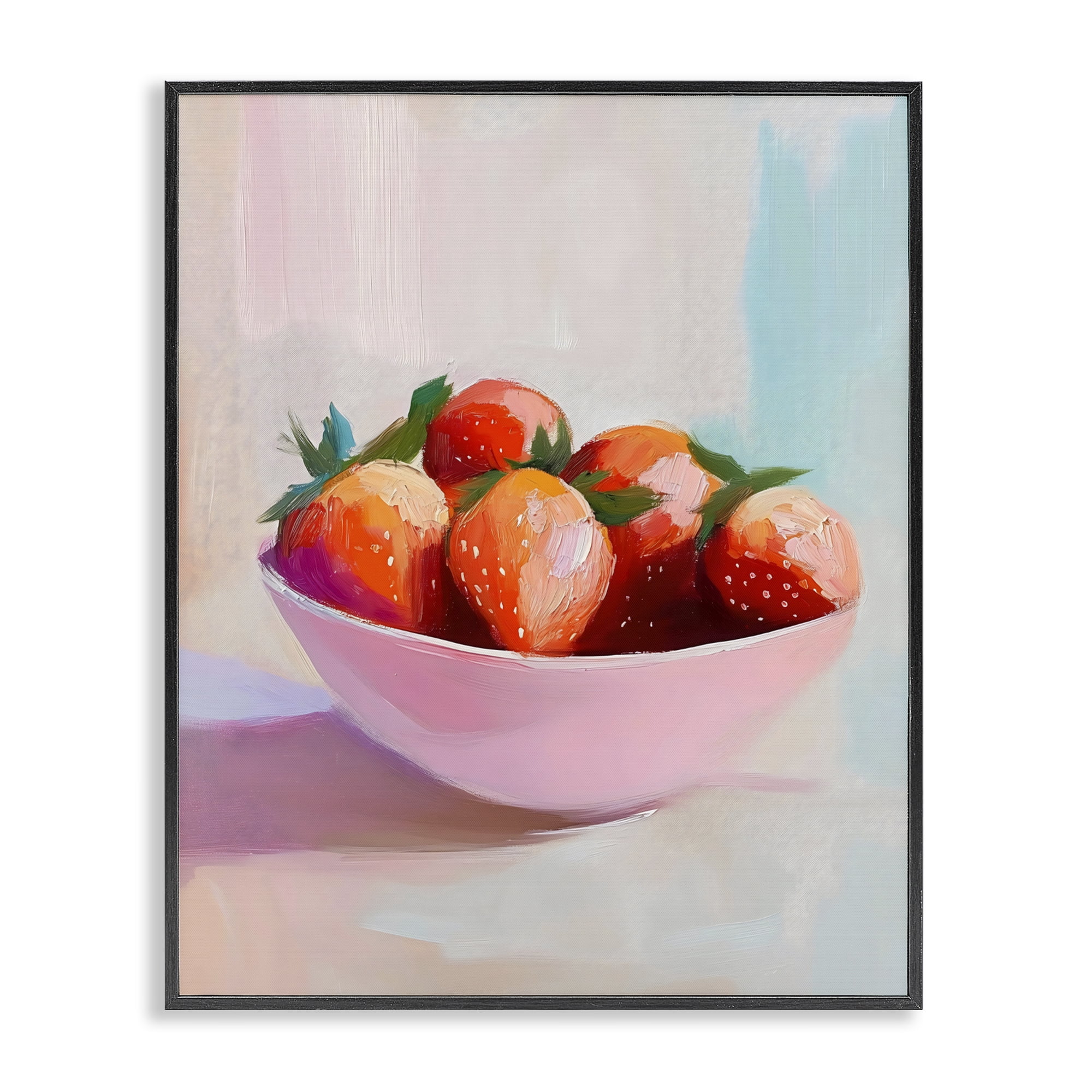 Stupell Industries Pastel Bowl of Strawberries Black Framed Giclee Art, design by The Prints Vibe