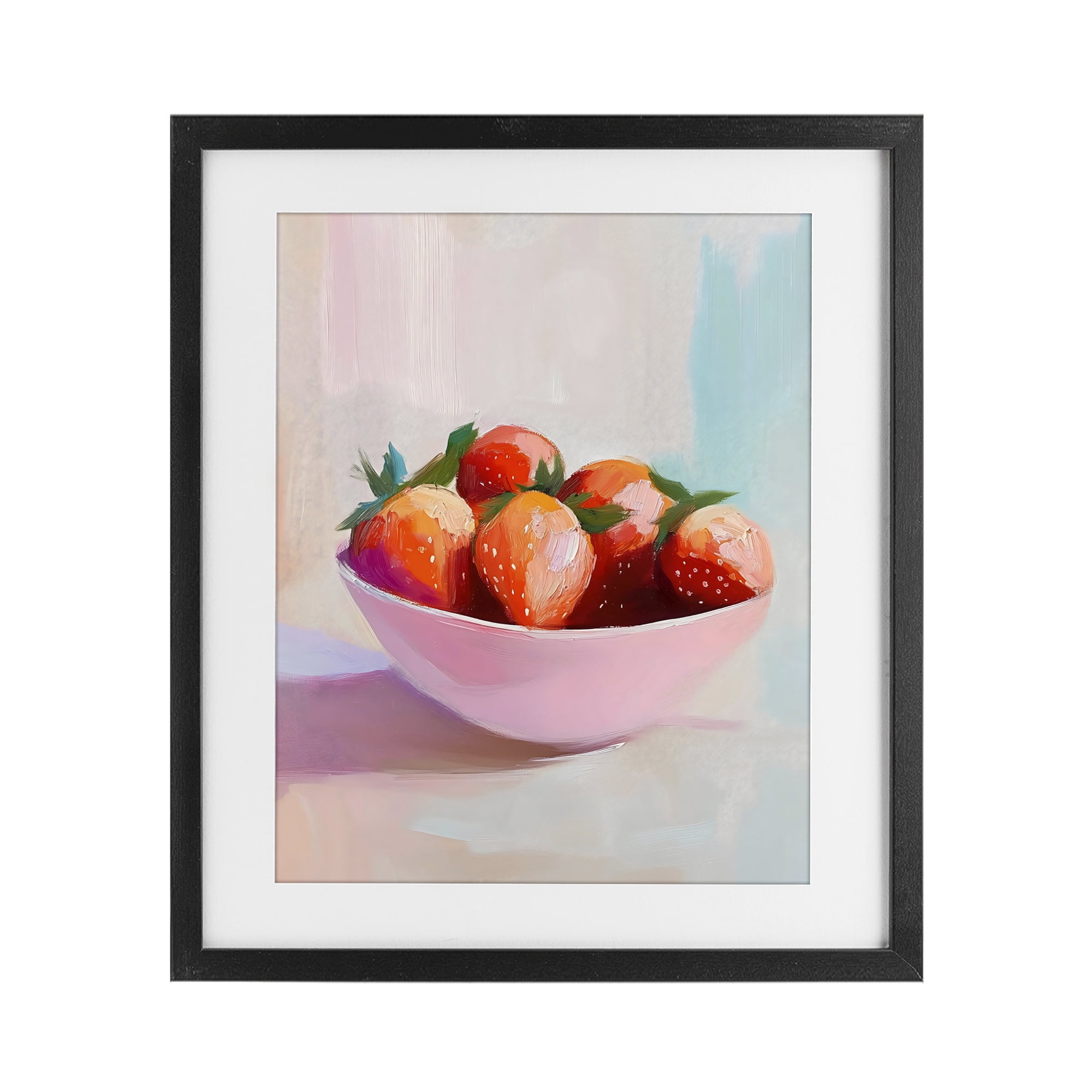 Stupell Industries Pastel Bowl of Strawberries Black Framed Print Under Glass, design by The Prints Vibe
