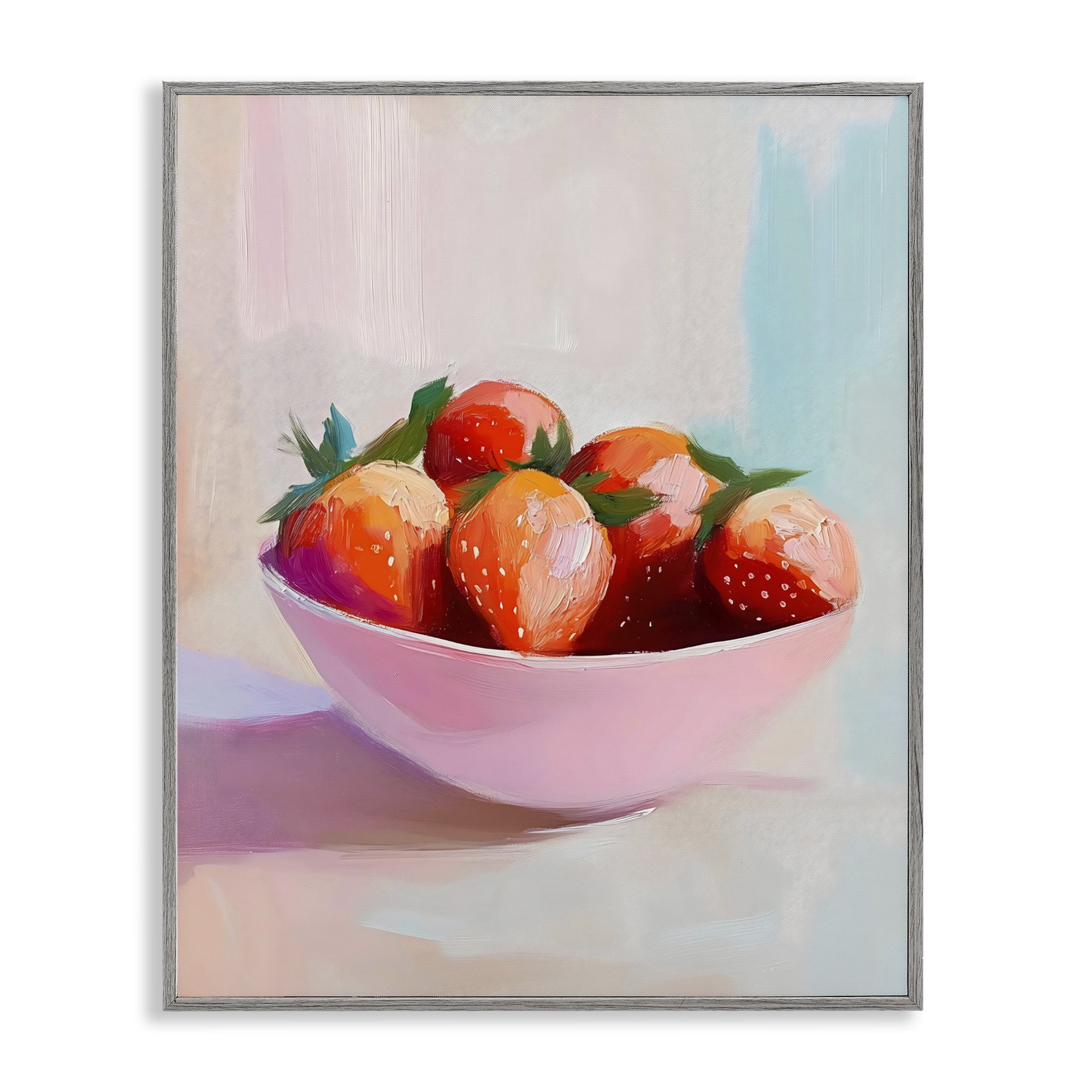 Stupell Industries Pastel Bowl of Strawberries Gray Framed Giclee Art, design by The Prints Vibe