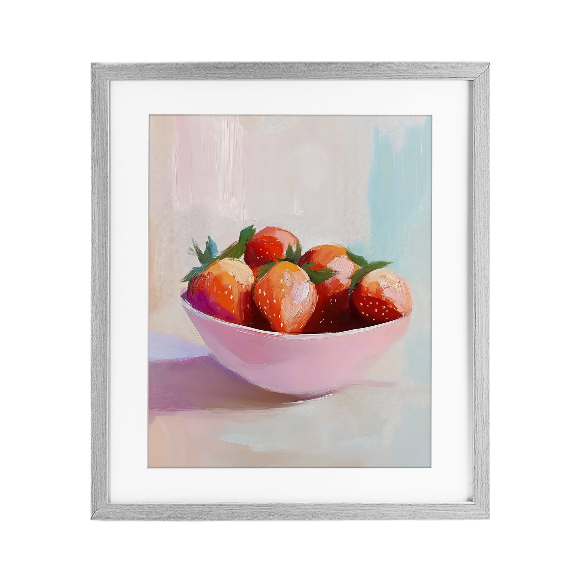 Stupell Industries Pastel Bowl of Strawberries Gray Framed Print Under Glass, design by The Prints Vibe