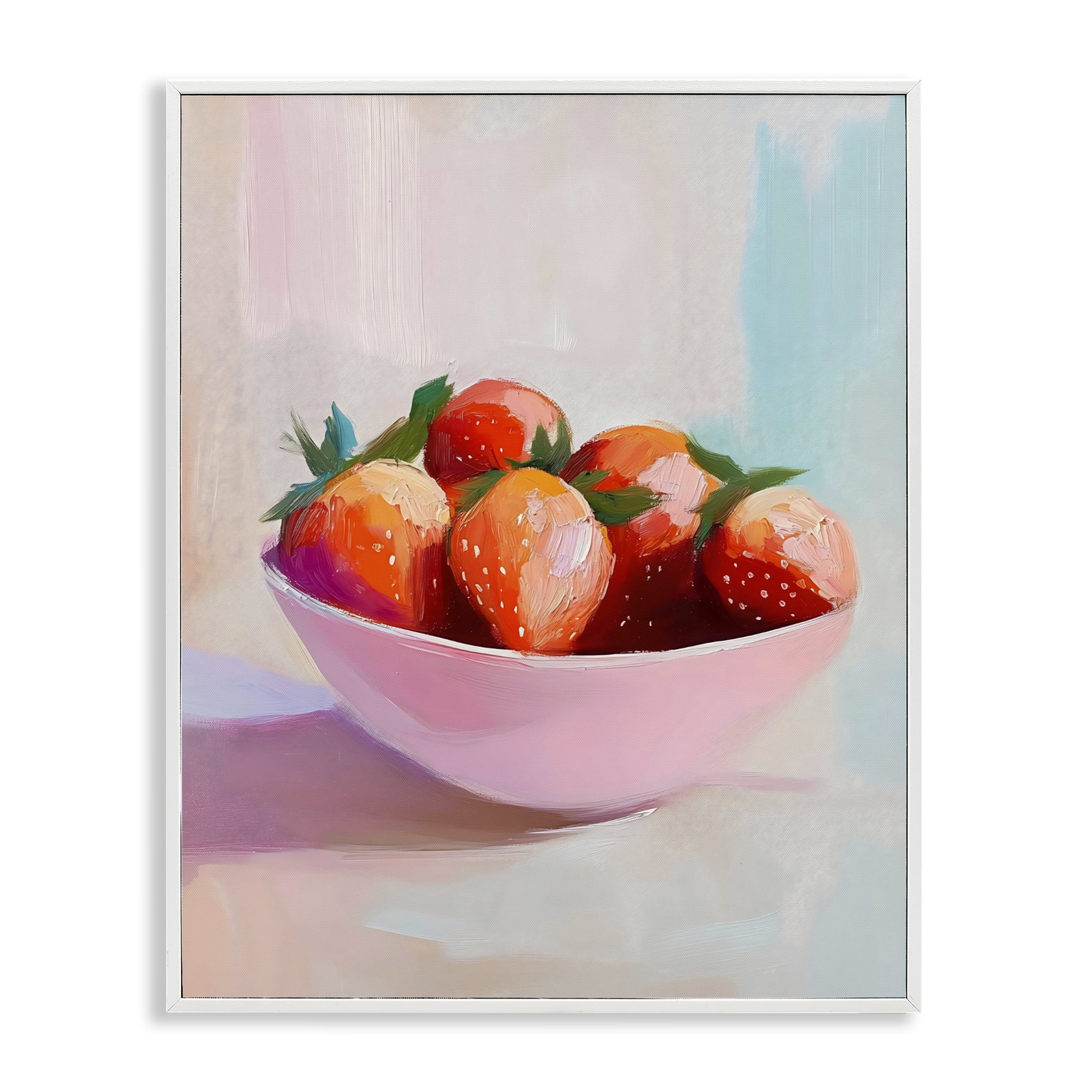Stupell Industries Pastel Bowl of Strawberries White Framed Giclee Art, design by The Prints Vibe