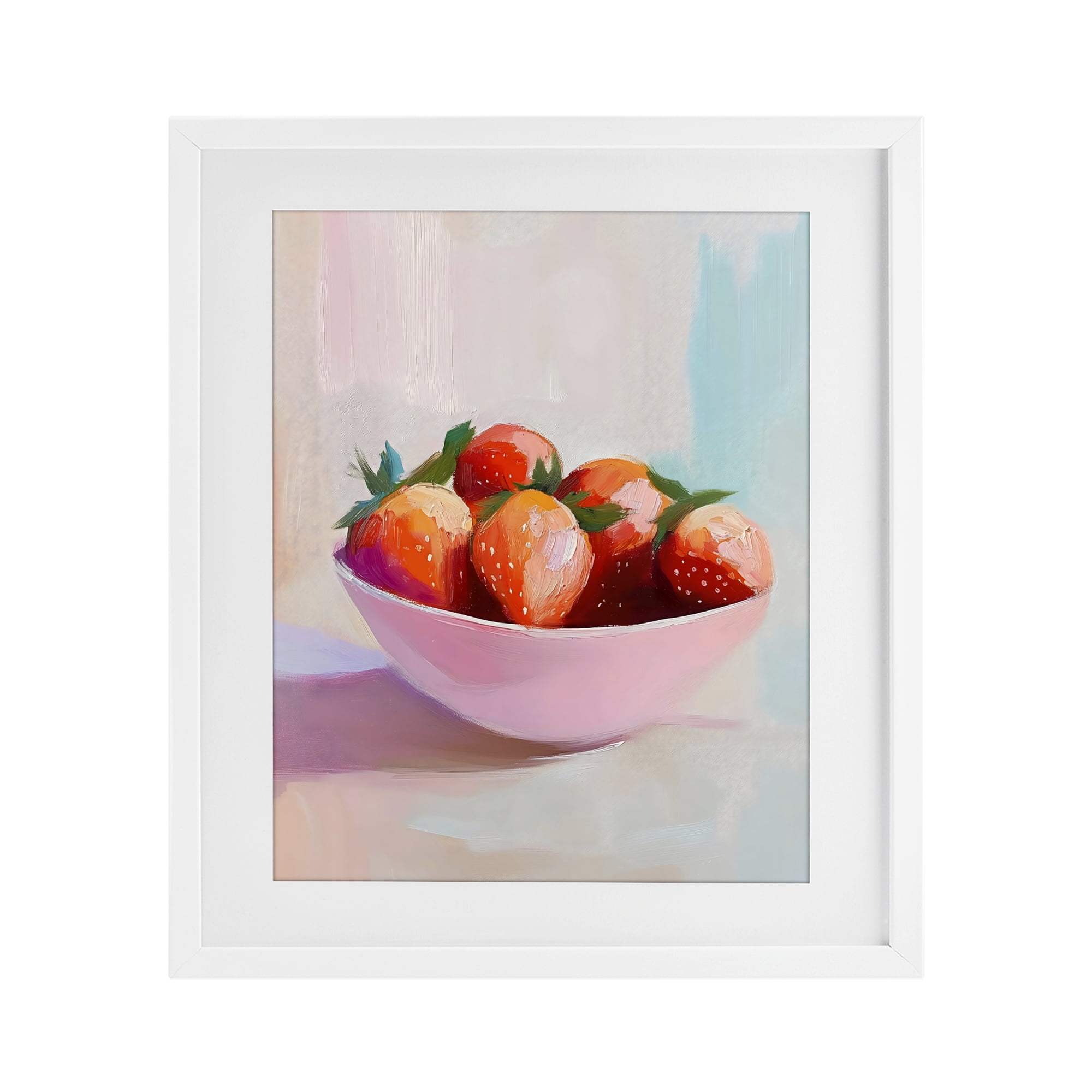 Stupell Industries Pastel Bowl of Strawberries White Framed Print Under Glass, design by The Prints Vibe