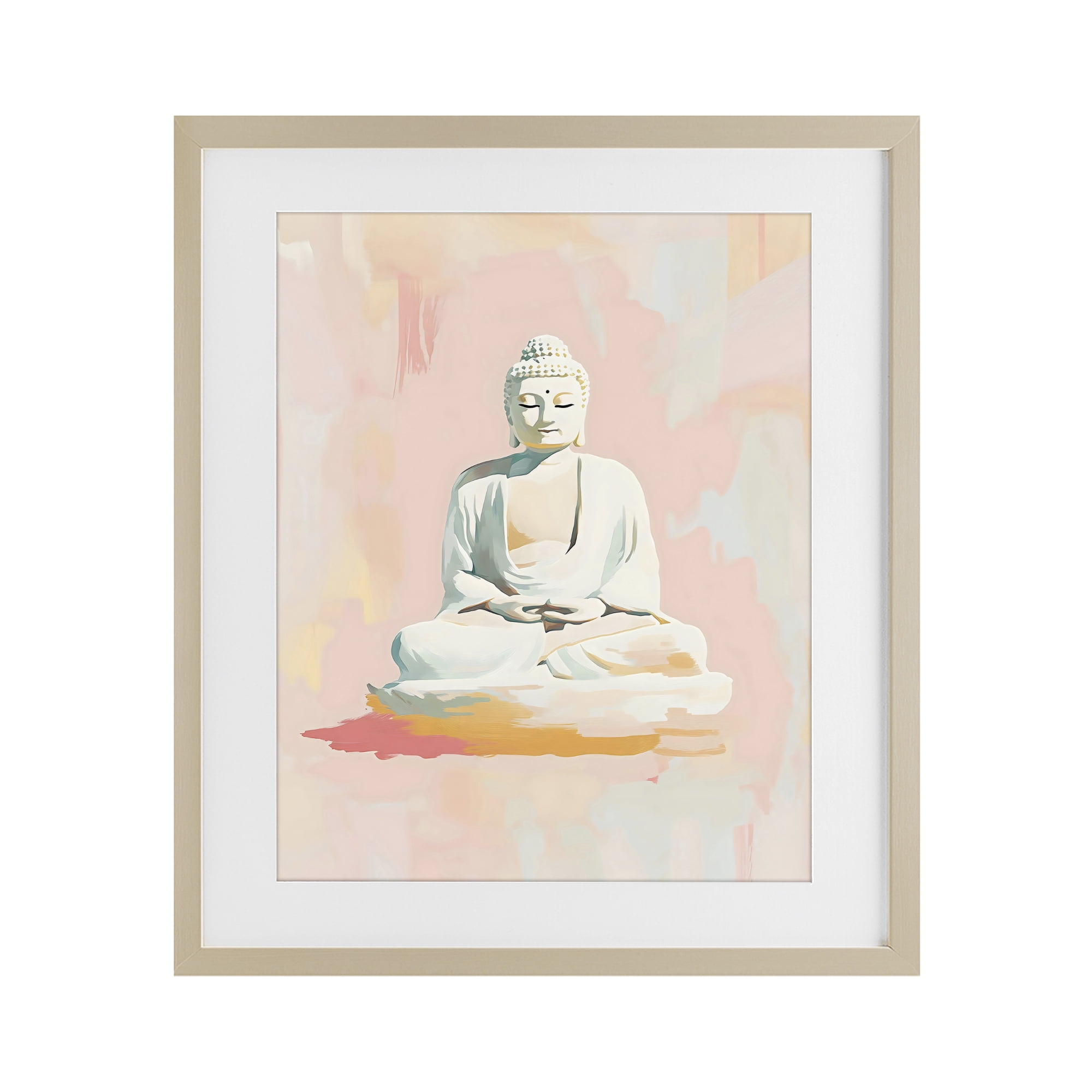 Stupell Industries Pastel Buddha In Quiet Meditation Birch Framed Print Under Glass, design by The Prints Vibe