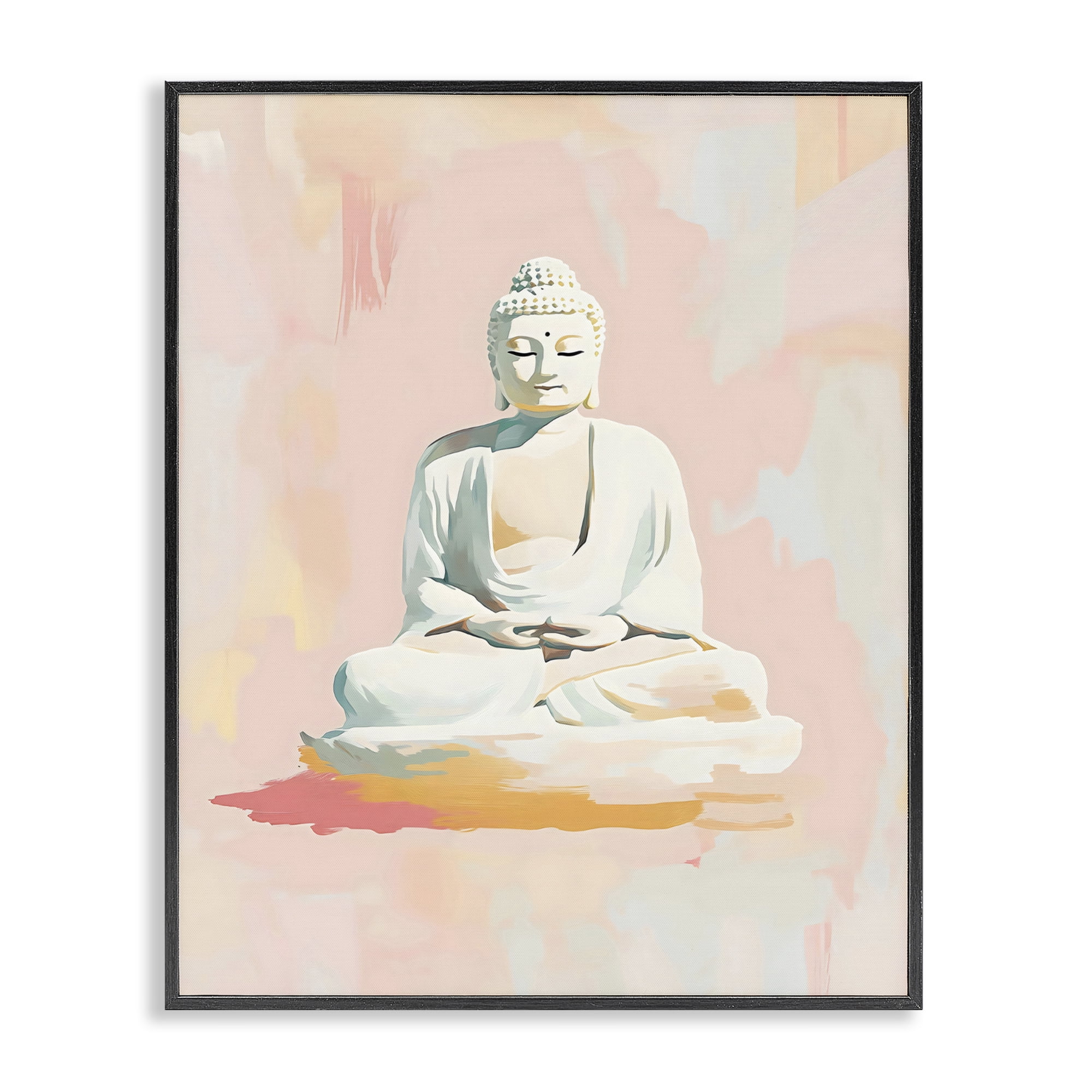 Stupell Industries Pastel Buddha In Quiet Meditation Black Framed Giclee Art, design by The Prints Vibe