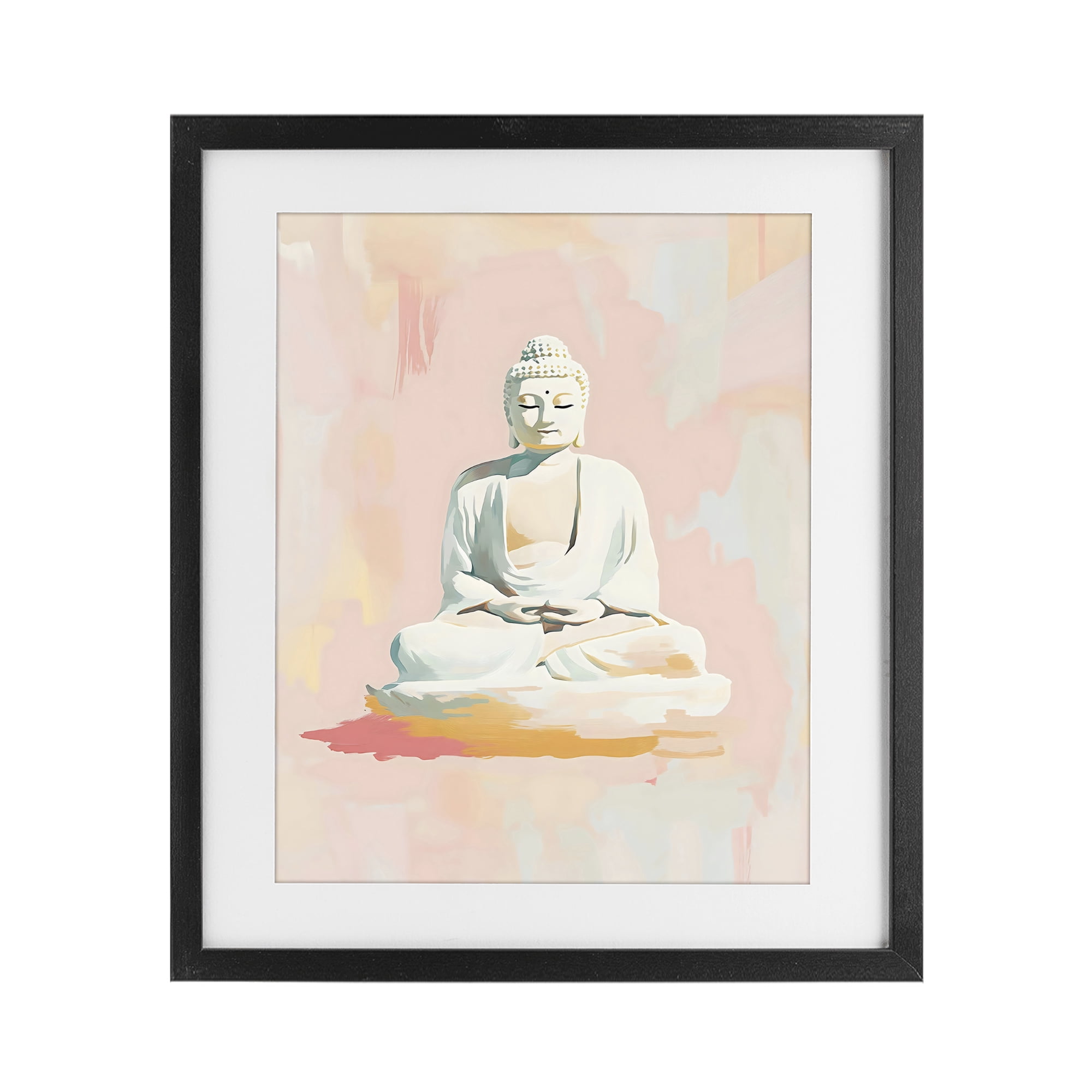 Stupell Industries Pastel Buddha In Quiet Meditation Black Framed Print Under Glass, design by The Prints Vibe