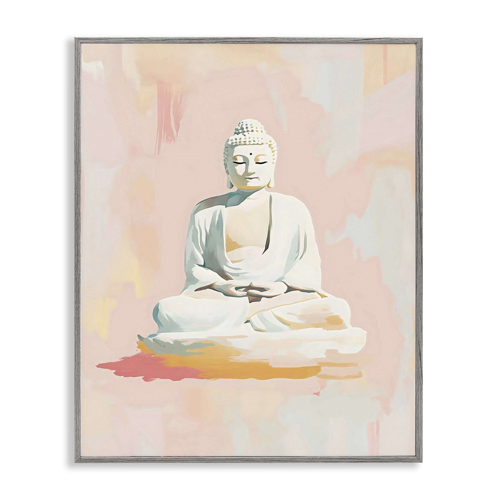 Stupell Industries Pastel Buddha In Quiet Meditation Gray Framed Giclee Art, design by The Prints Vibe