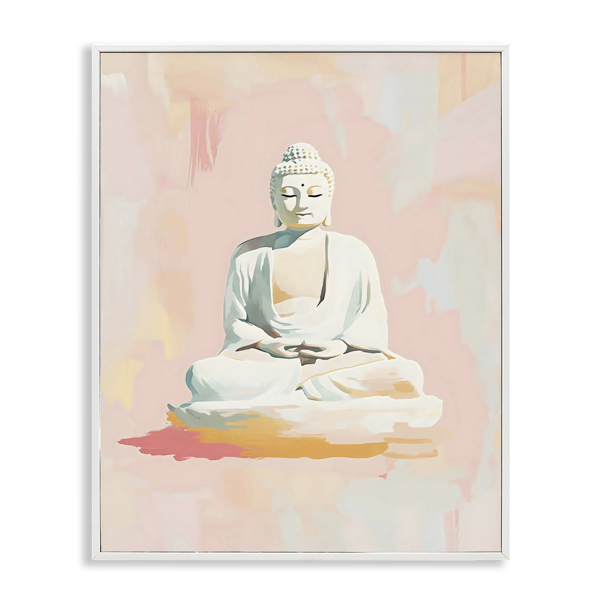 Stupell Industries Pastel Buddha In Quiet Meditation White Framed Giclee Art, design by The Prints Vibe