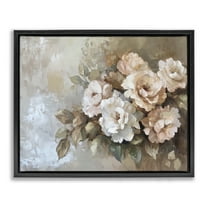 Stupell Industries Pastel Budding Blooms Plants & Flowers Painting Black Floater Framed Canvas Art Print Wall Art, 21 x 17