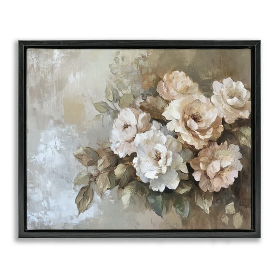 Stupell Industries Pastel Budding Blooms Plants & Flowers Painting Black Floater Framed Canvas Art Print Wall Art, 21 x 17