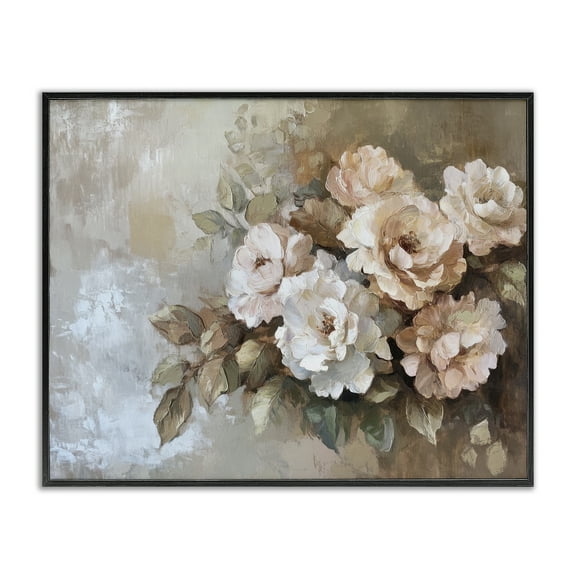 Stupell Industries Pastel Budding Blooms Plants & Flowers Painting Black Framed Art Print Wall Art, 20 x 16