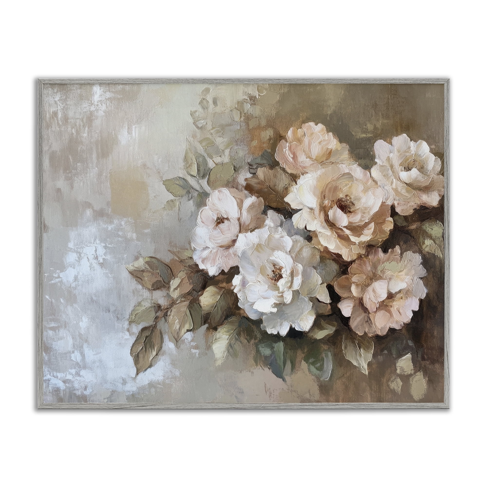 Stupell Industries Pastel Budding Blooms Plants & Flowers Painting Gray Framed Art Print Wall Art, 20 x 16