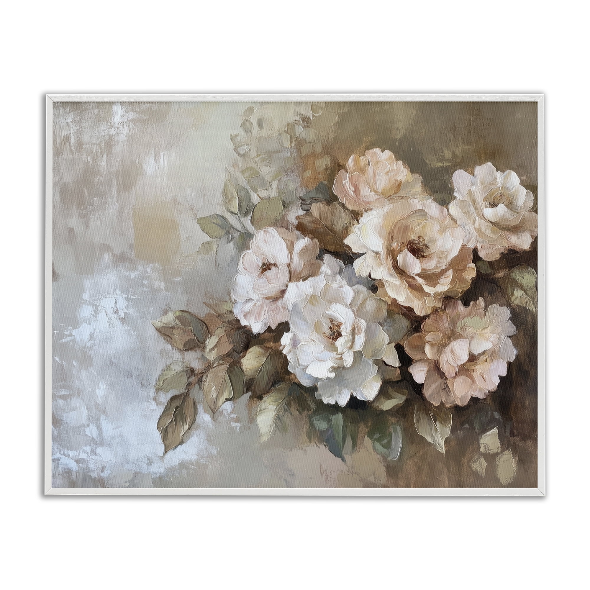 Stupell Industries Pastel Budding Blooms Plants & Flowers Painting White Framed Art Print Wall Art, 14 x 11