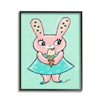 Stupell Industries Pastel Bunny & Ice Cream Animals & Insects Painting Black Framed Art Print Wall Art, 11 x 14