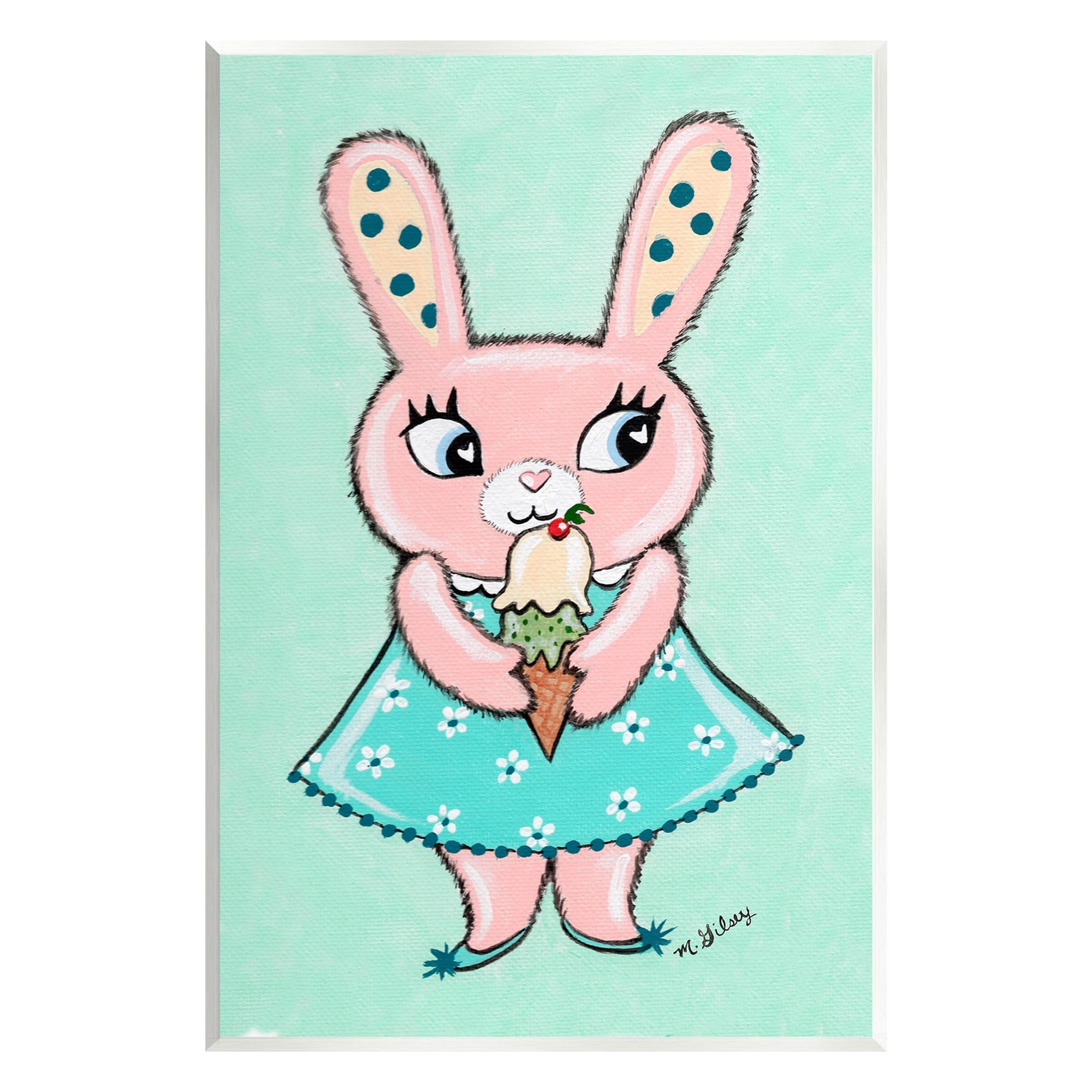 Stupell Industries Pastel Bunny & Ice Cream Animals & Insects Painting Unframed Art Print Wall Art, 13 x 19