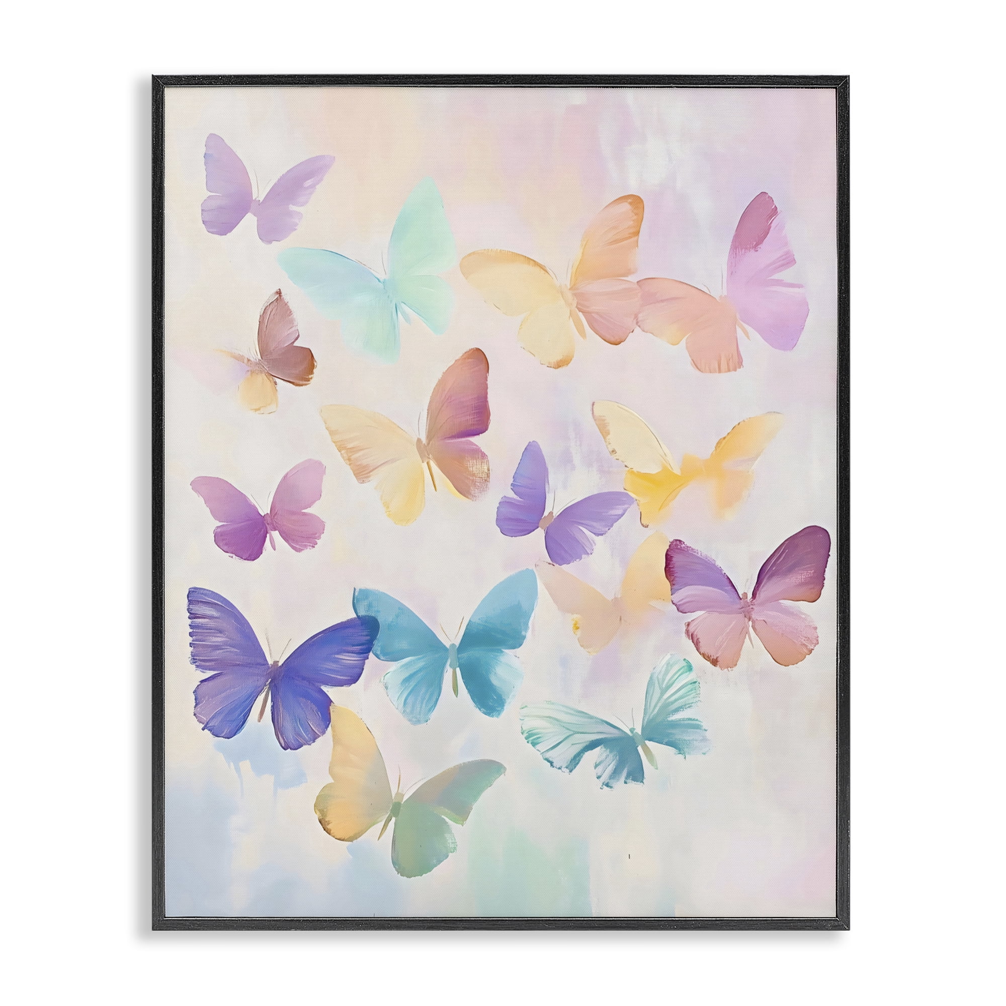 Stupell Industries Pastel Butterfly Dreams Black Framed Giclee Art, design by The Prints Vibe