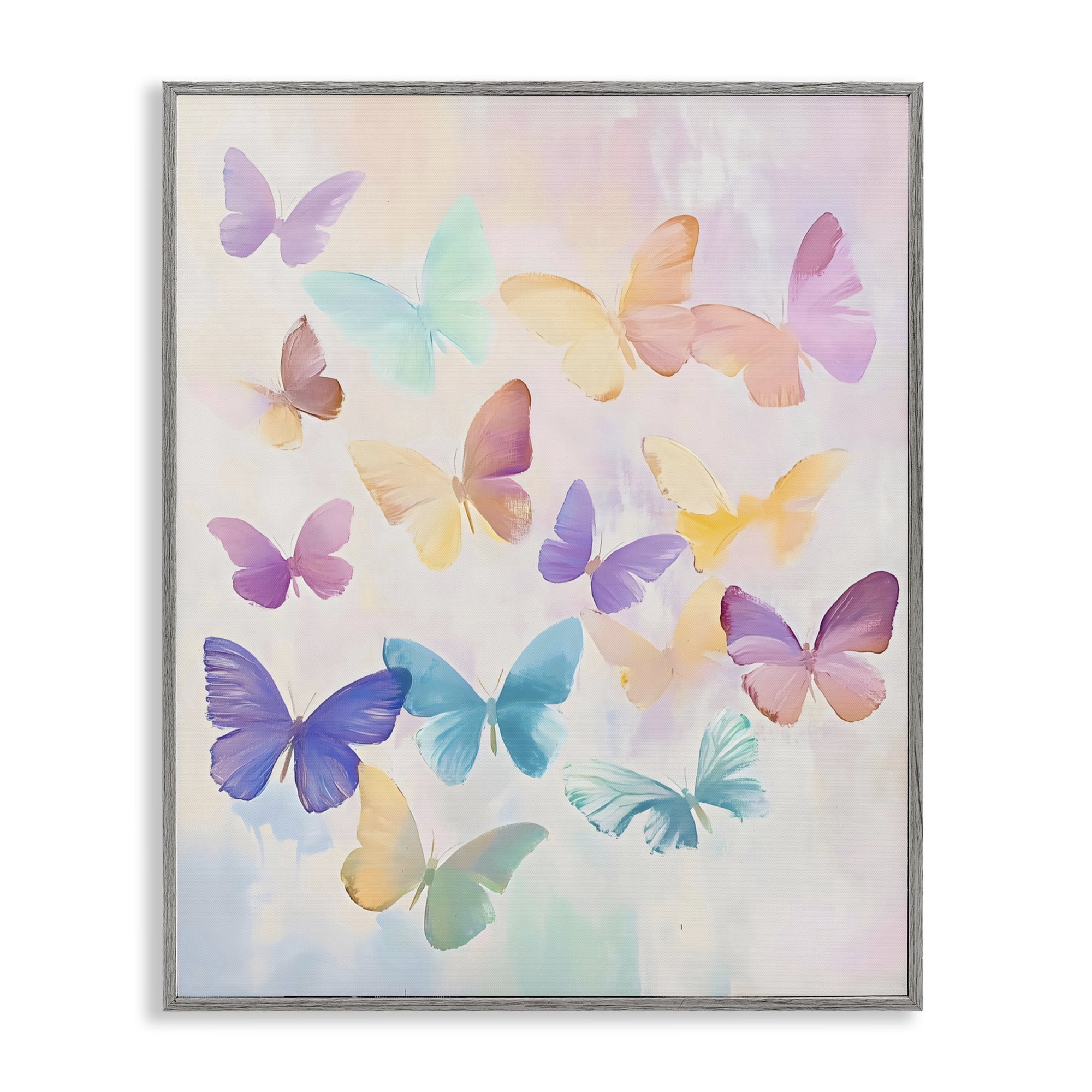 Stupell Industries Pastel Butterfly Dreams Gray Framed Giclee Art, design by The Prints Vibe