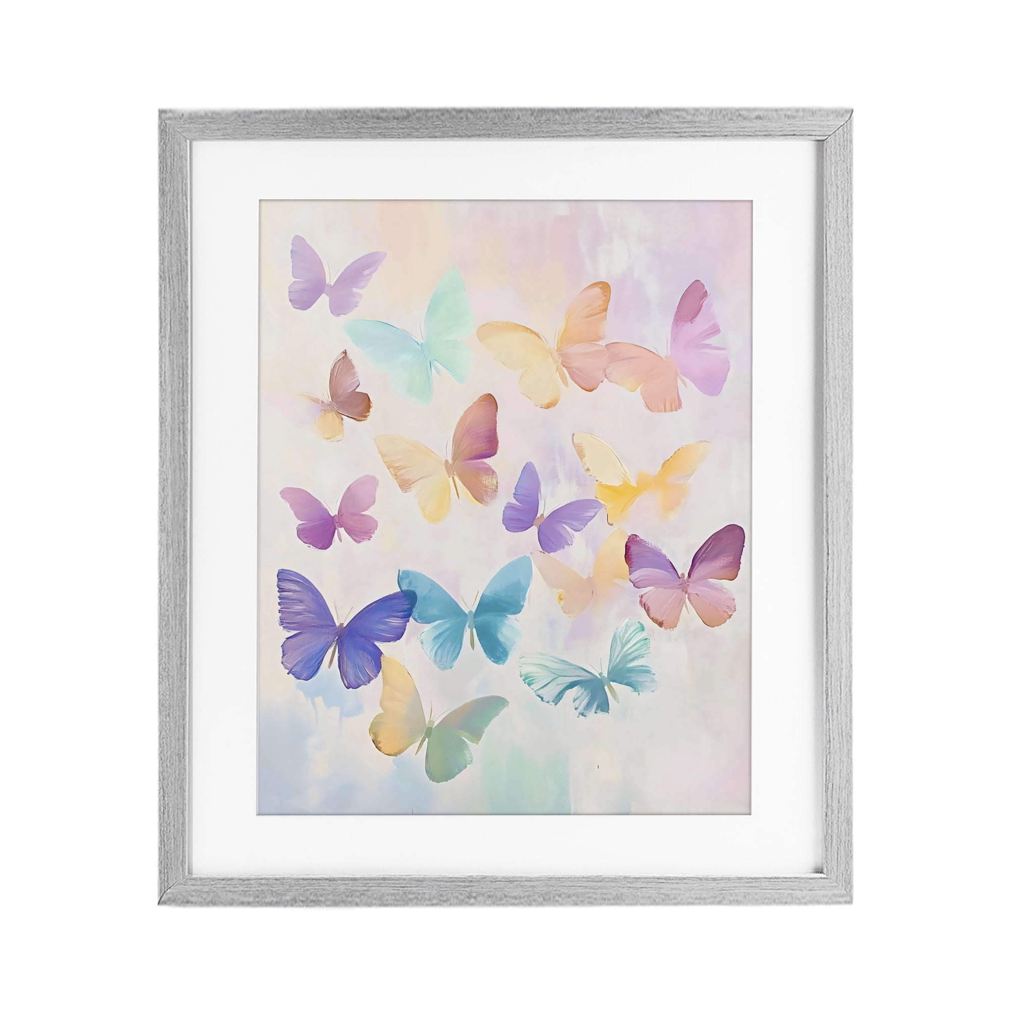 Stupell Industries Pastel Butterfly Dreams Gray Framed Print Under Glass, design by The Prints Vibe