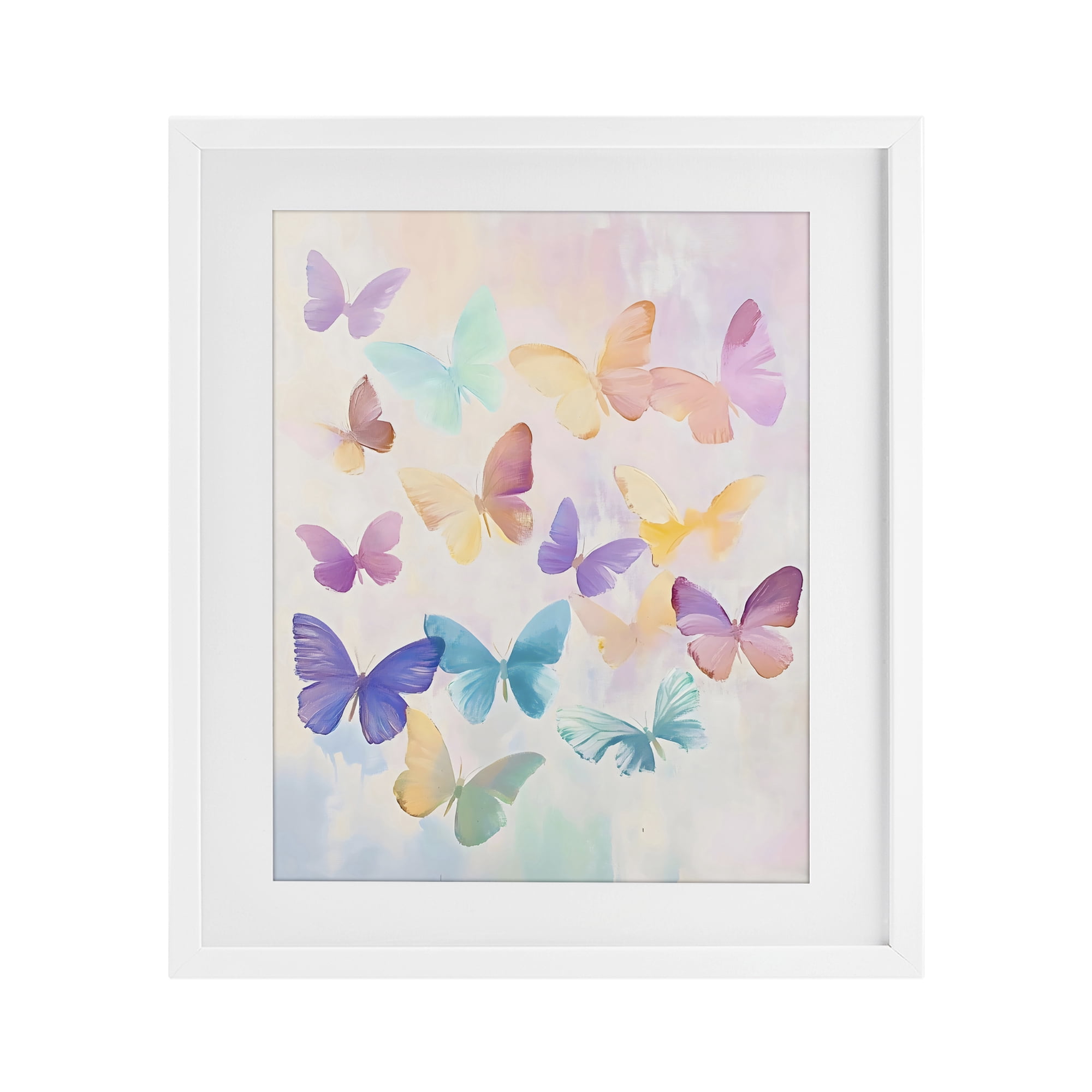 Stupell Industries Pastel Butterfly Dreams White Framed Print Under Glass, design by The Prints Vibe