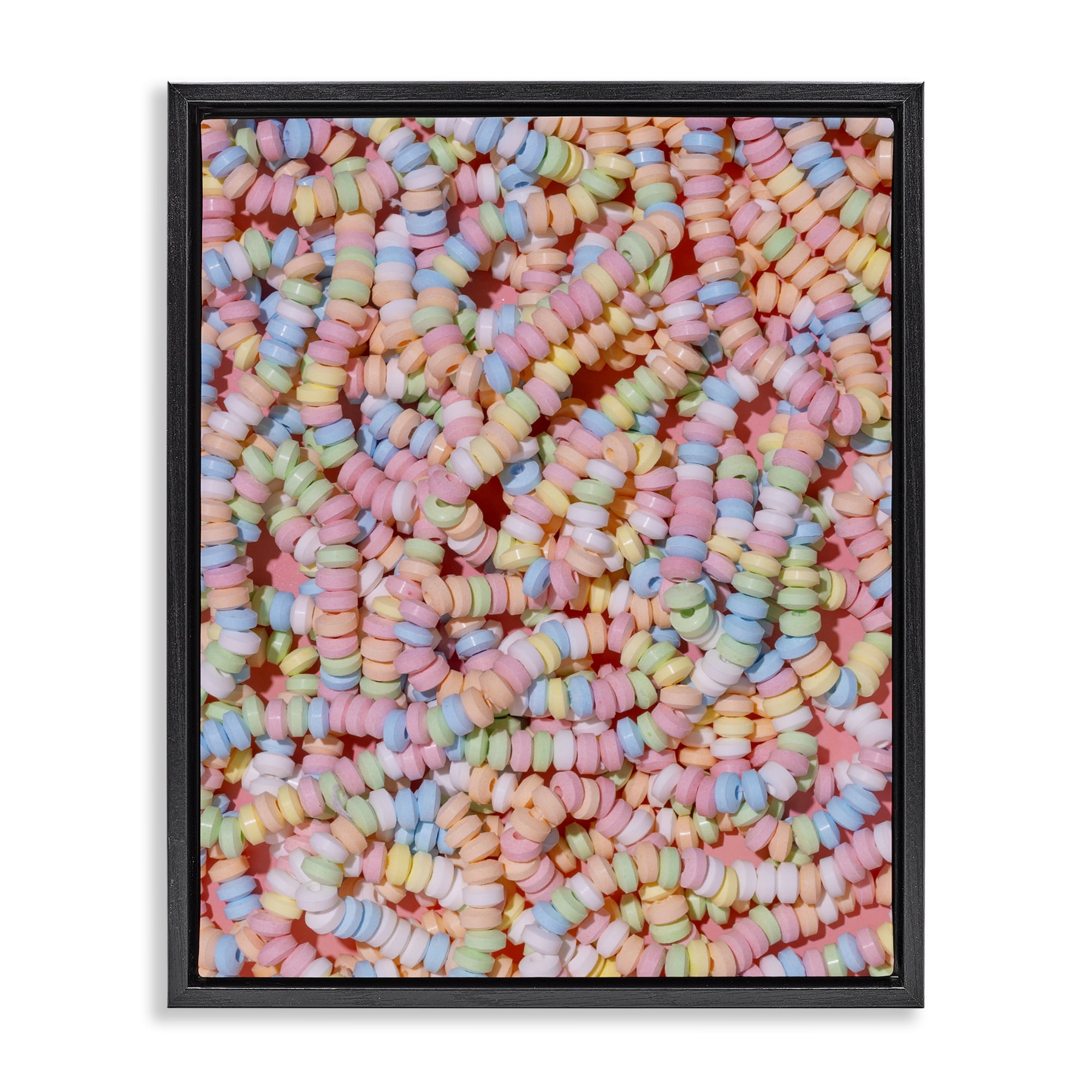 Stupell Industries Pastel Candy Necklace Black Framed Floater Canvas Wall Art, design by LISH Creative