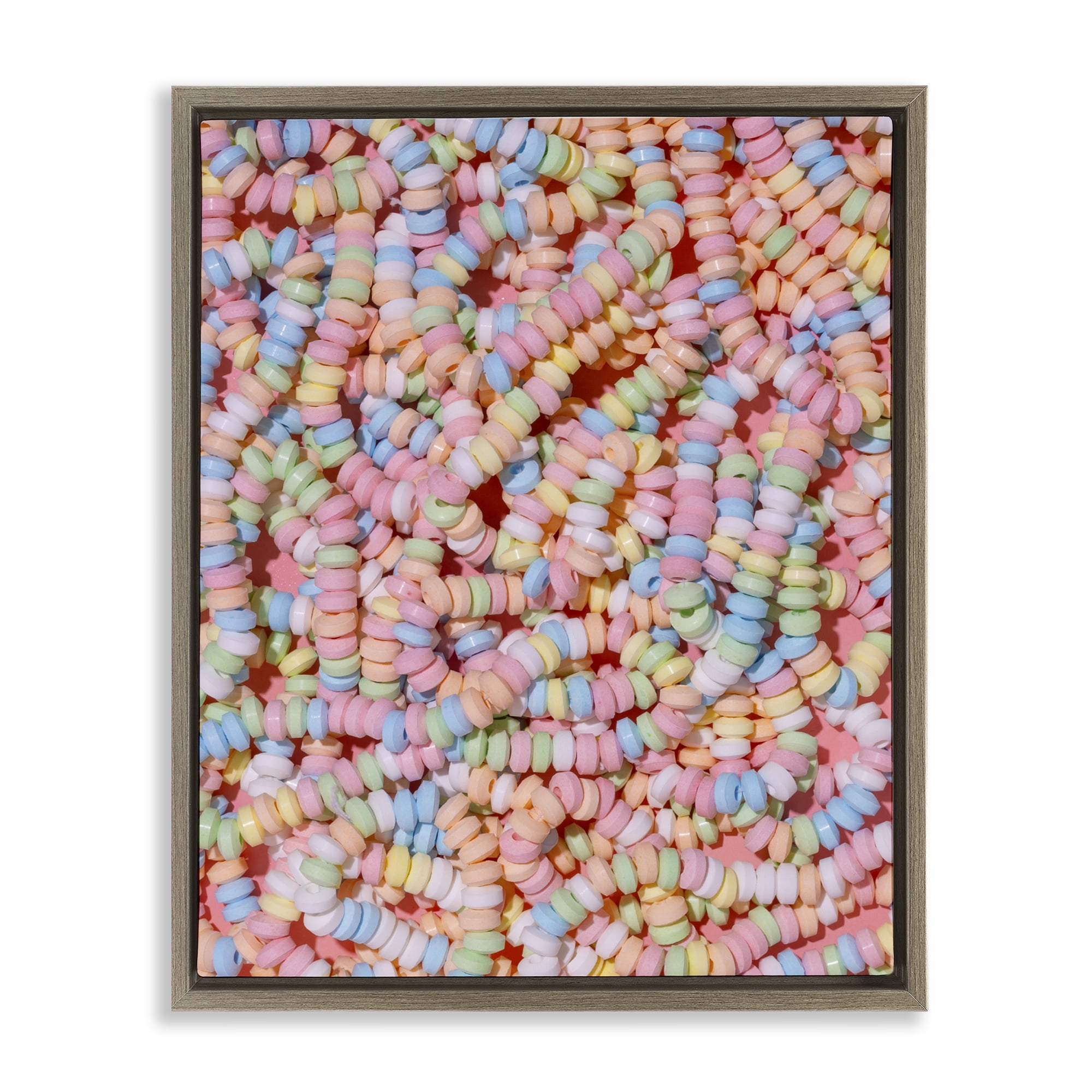 Stupell Industries Pastel Candy Necklace Brown Framed Floater Canvas Wall Art, design by LISH Creative