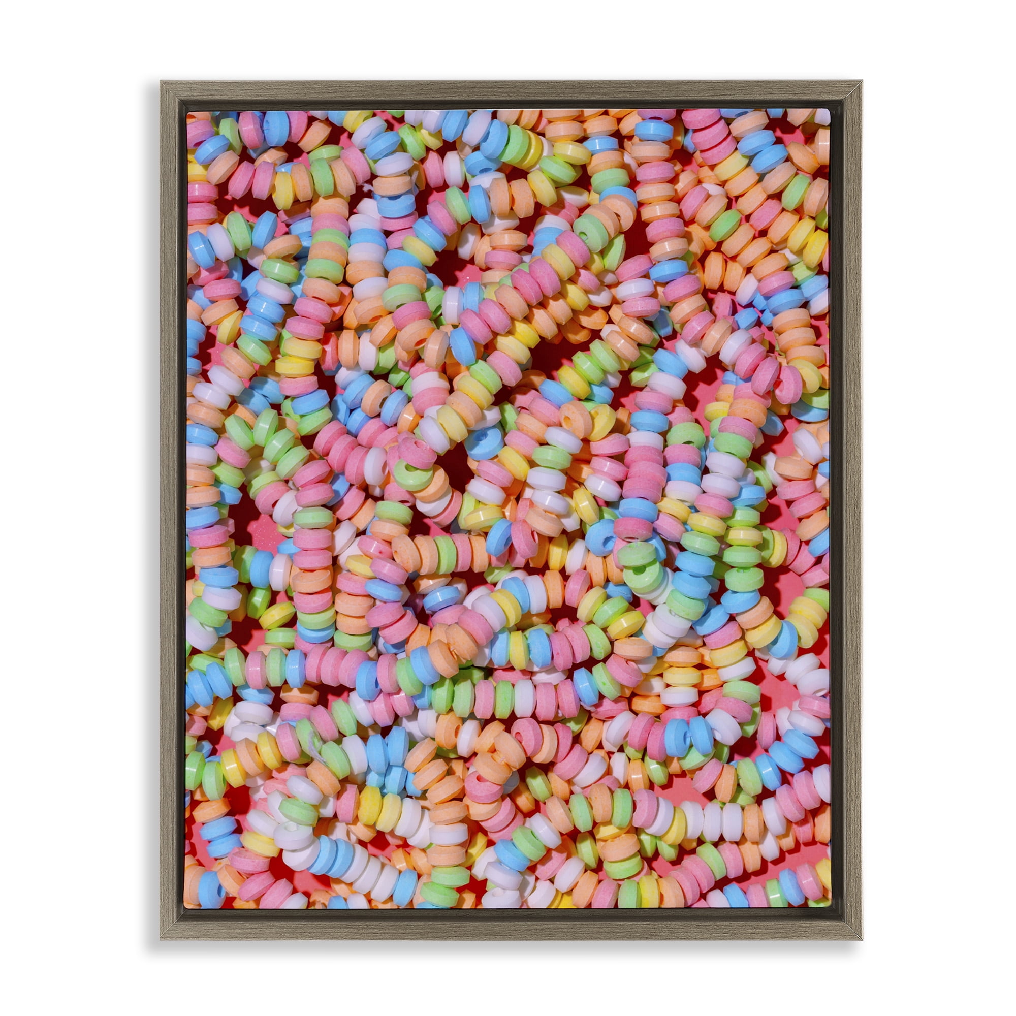 Stupell Industries Pastel Candy Necklace Brown Framed Floater Canvas Wall Art, design by LISH Creative