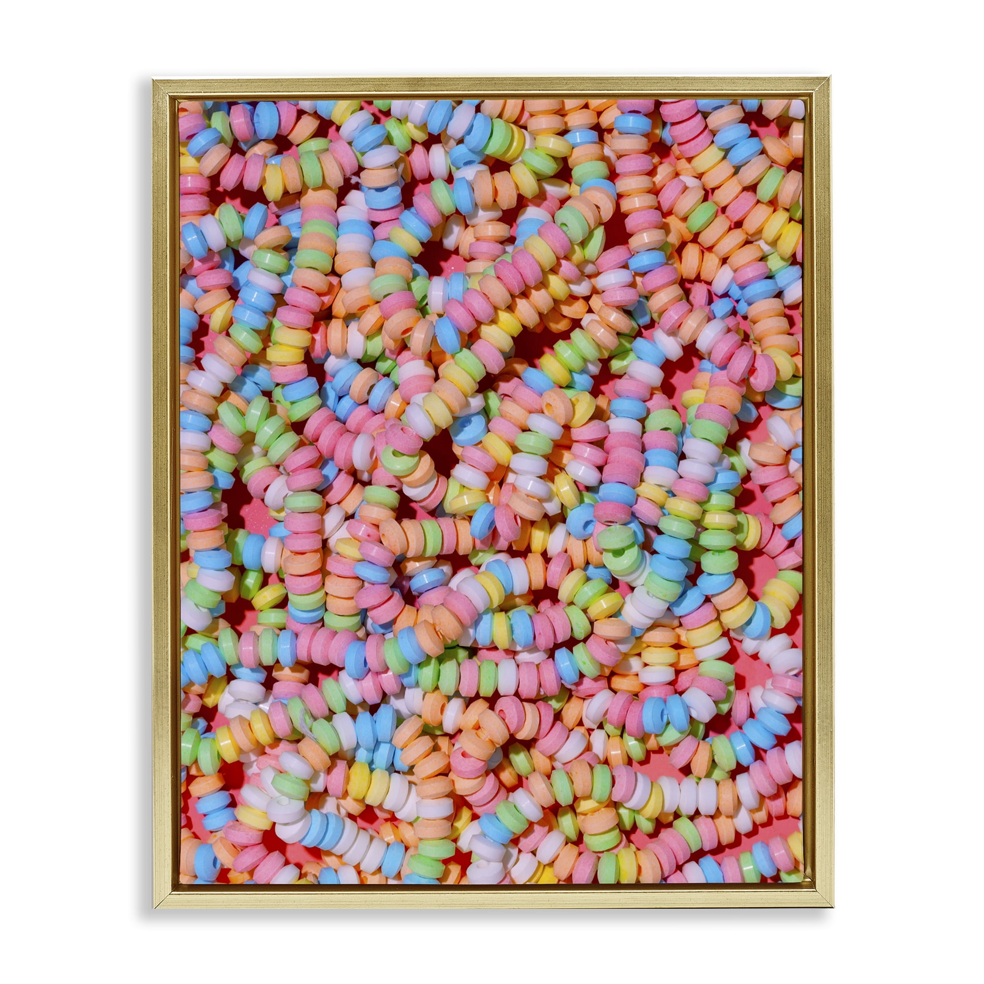 Stupell Industries Pastel Candy Necklace Gold Framed Floater Canvas Wall Art, design by LISH Creative