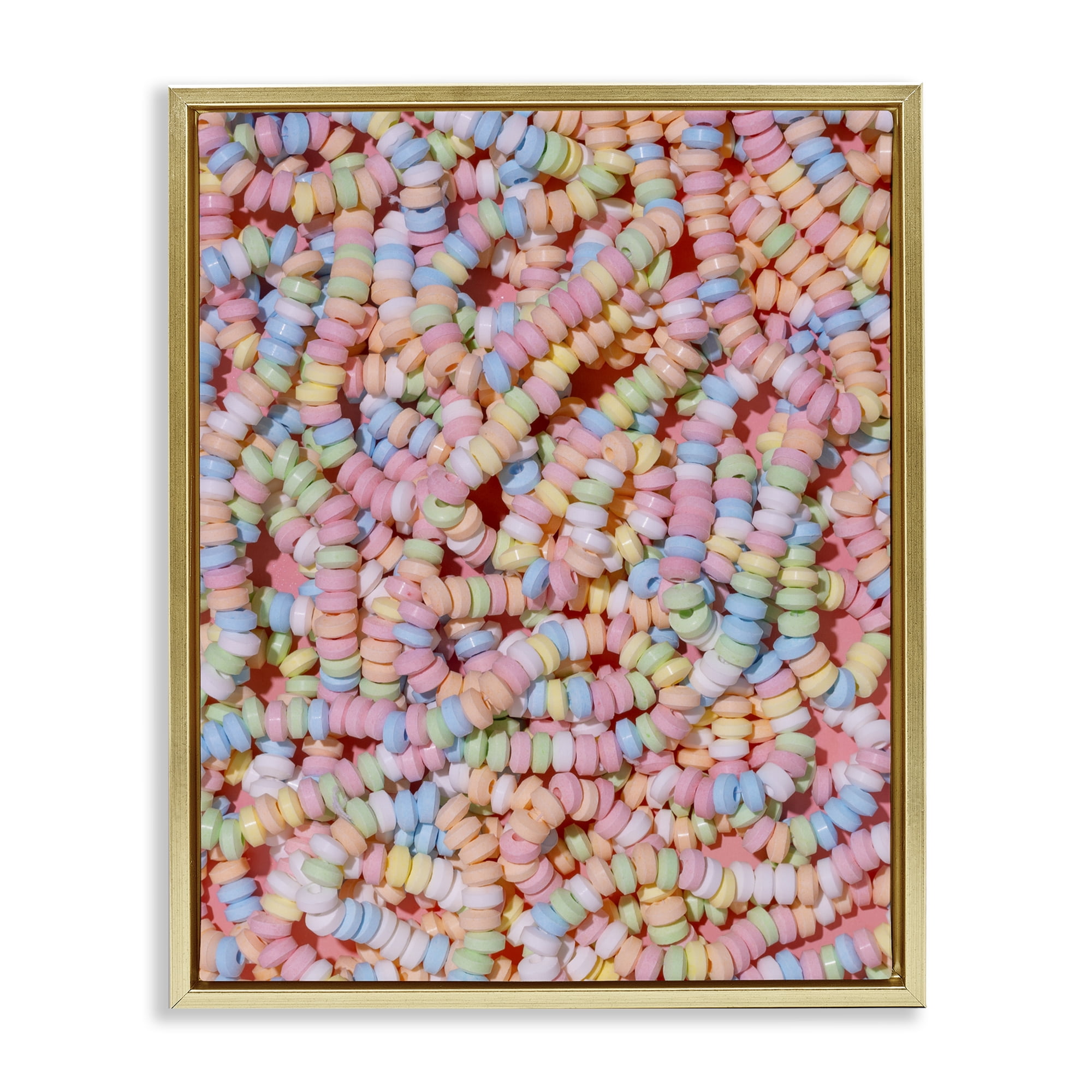 Stupell Industries Pastel Candy Necklace Gold Framed Floater Canvas Wall Art, design by LISH Creative