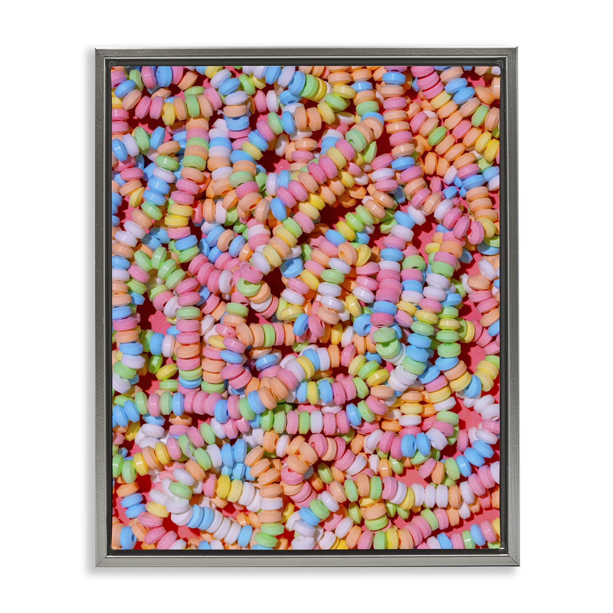 Stupell Industries Pastel Candy Necklace Gray Framed Floater Canvas Wall Art, design by LISH Creative