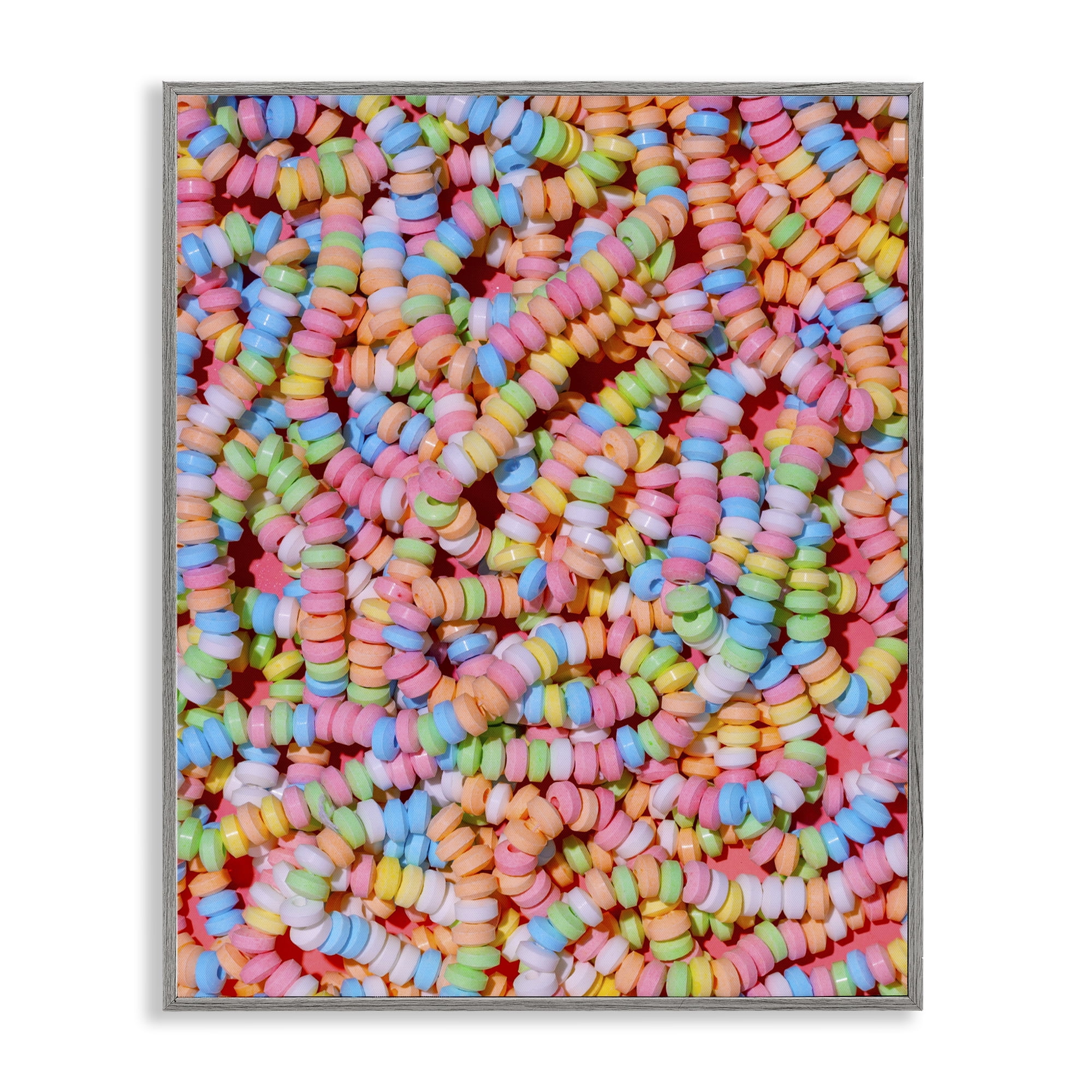 Stupell Industries Pastel Candy Necklace Gray Framed Giclee Art, design by LISH Creative