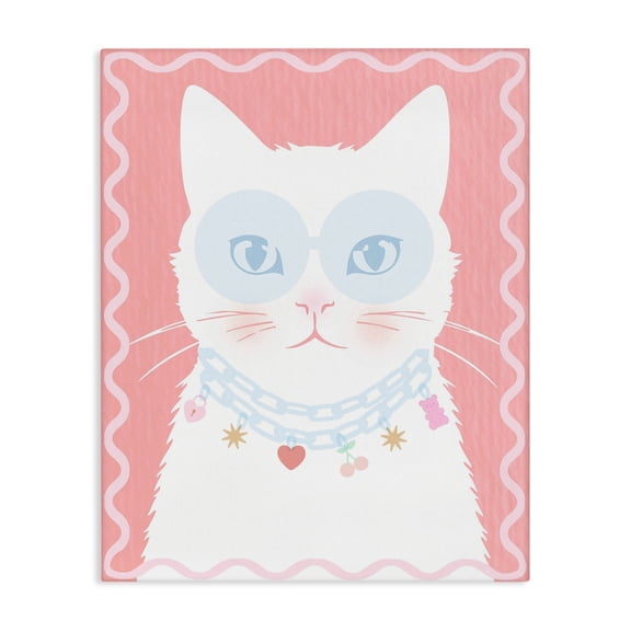 Stupell Industries Pastel Cat with Necklace Canvas Wall Art design by Lil' Rue, 30 x 24