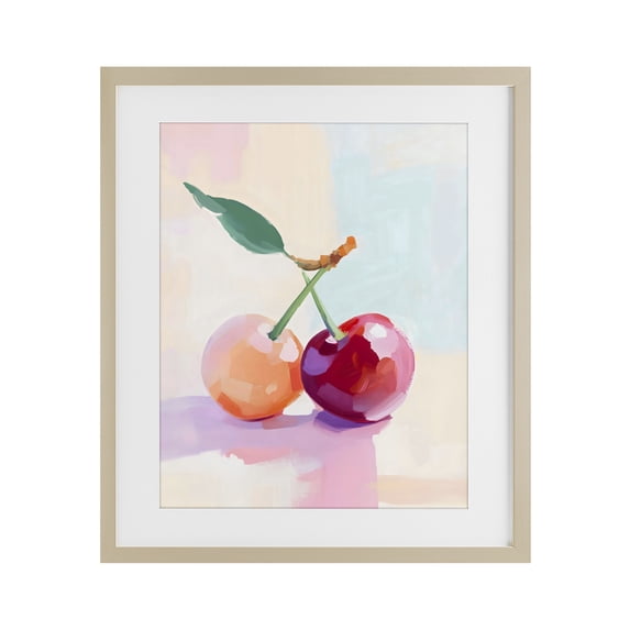 Stupell Industries Modern Pastel Cherries Pair Birch Framed Print Under Glass, 13 x 16, by The Prints Vibe