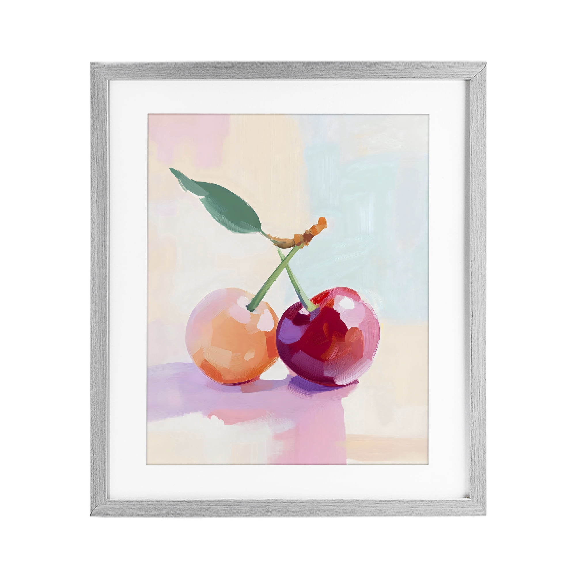 Stupell Industries Pastel Cherries Pair Gray Framed Print Under Glass, design by The Prints Vibe