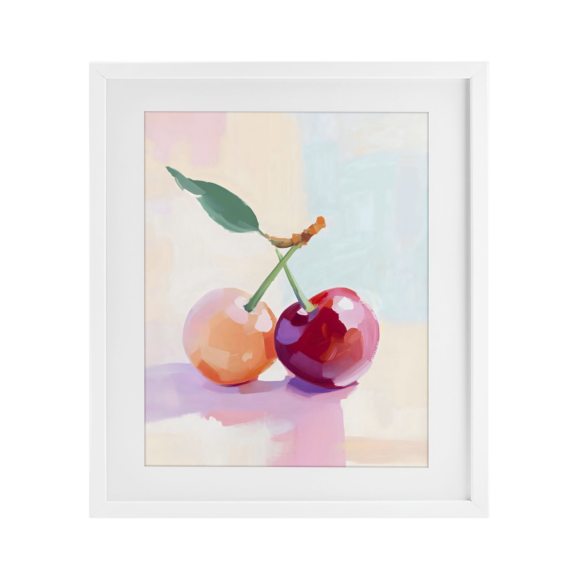 Stupell Industries Pastel Cherries Pair White Framed Print Under Glass, design by The Prints Vibe
