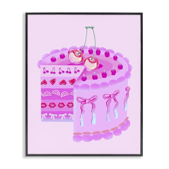 Stupell Industries Eclectic Pastel Cherry Layered Cake Black Framed Giclee Art, 11 x 14, by Ziwei Li