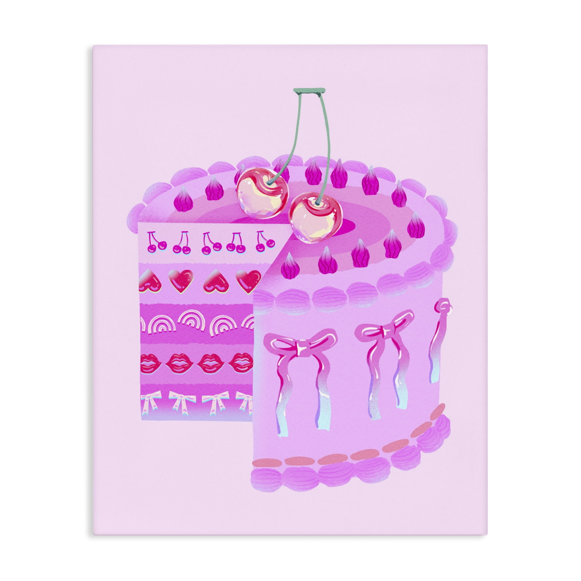 Stupell Industries Pastel Cherry Layered Cake Canvas Wall Art, design by Ziwei Li