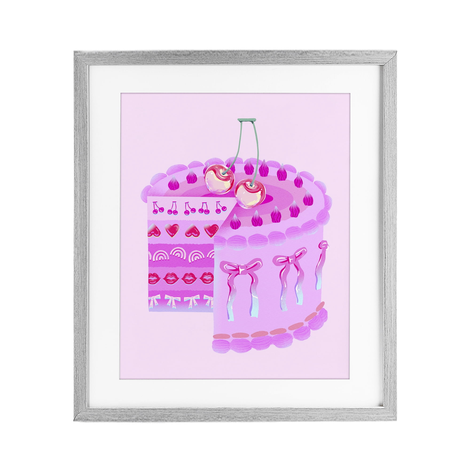 Stupell Industries Pastel Cherry Layered Cake Gray Framed Print Under Glass, design by Ziwei Li