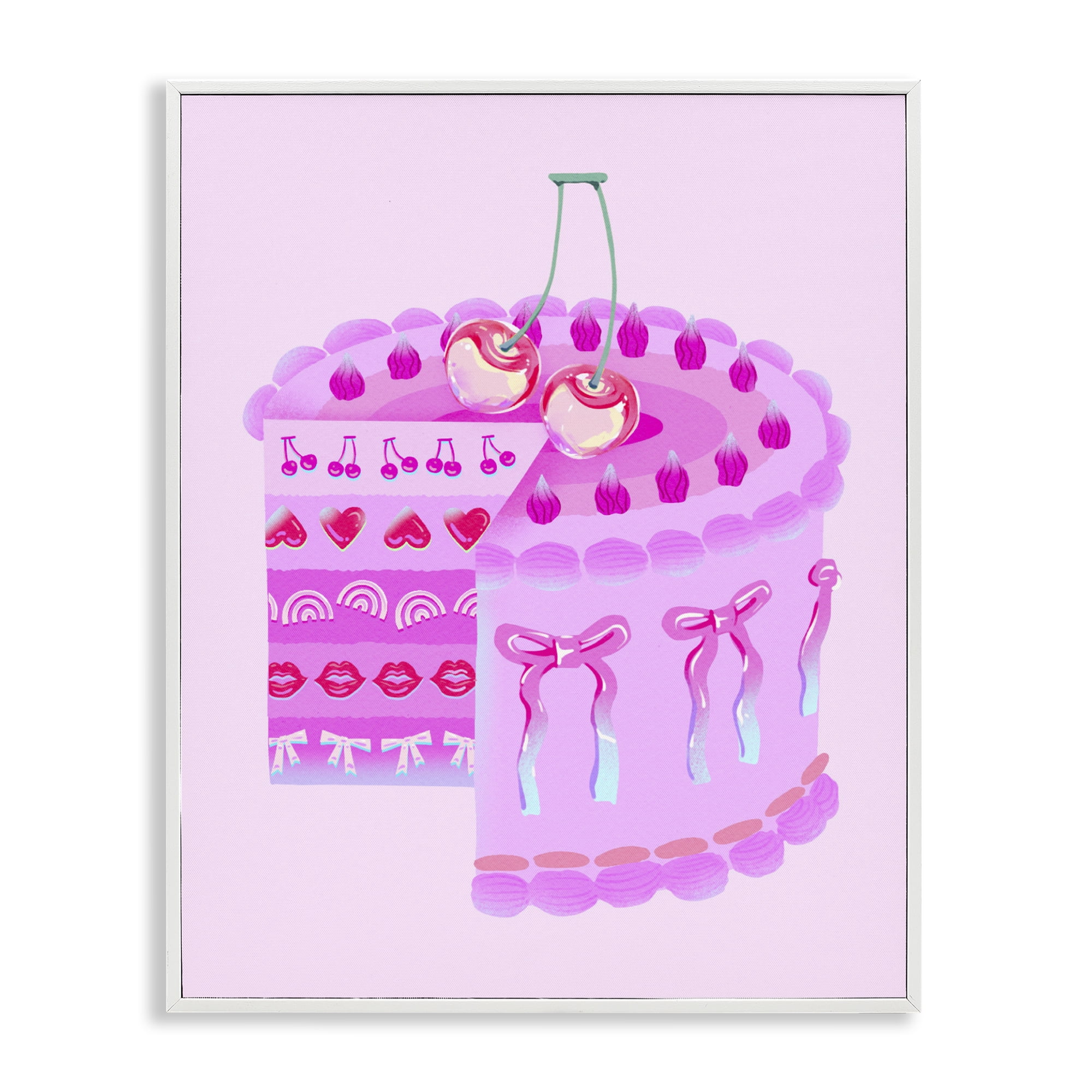 Stupell Industries Pastel Cherry Layered Cake White Framed Giclee Art, design by Ziwei Li