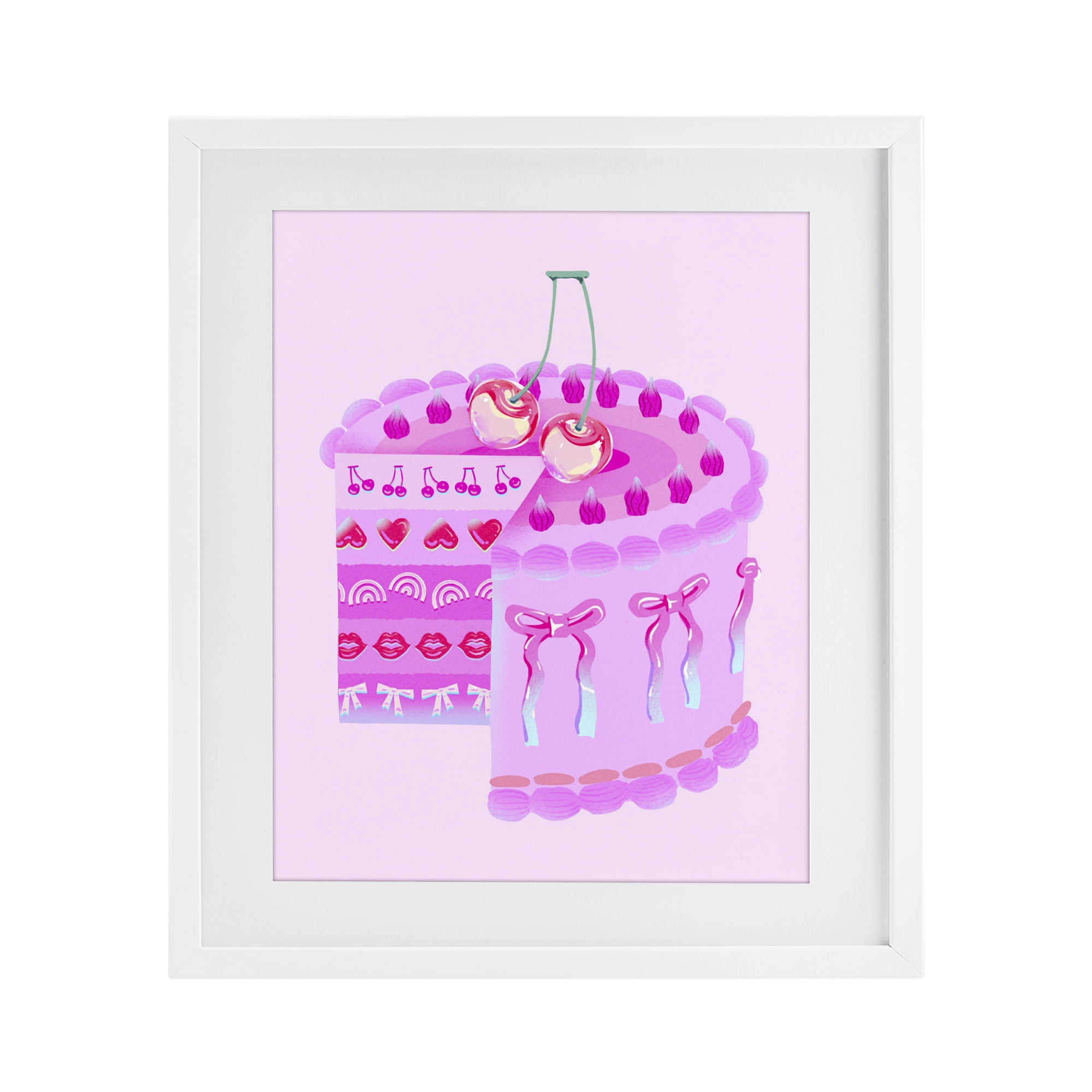 Stupell Industries Pastel Cherry Layered Cake White Framed Print Under Glass, design by Ziwei Li