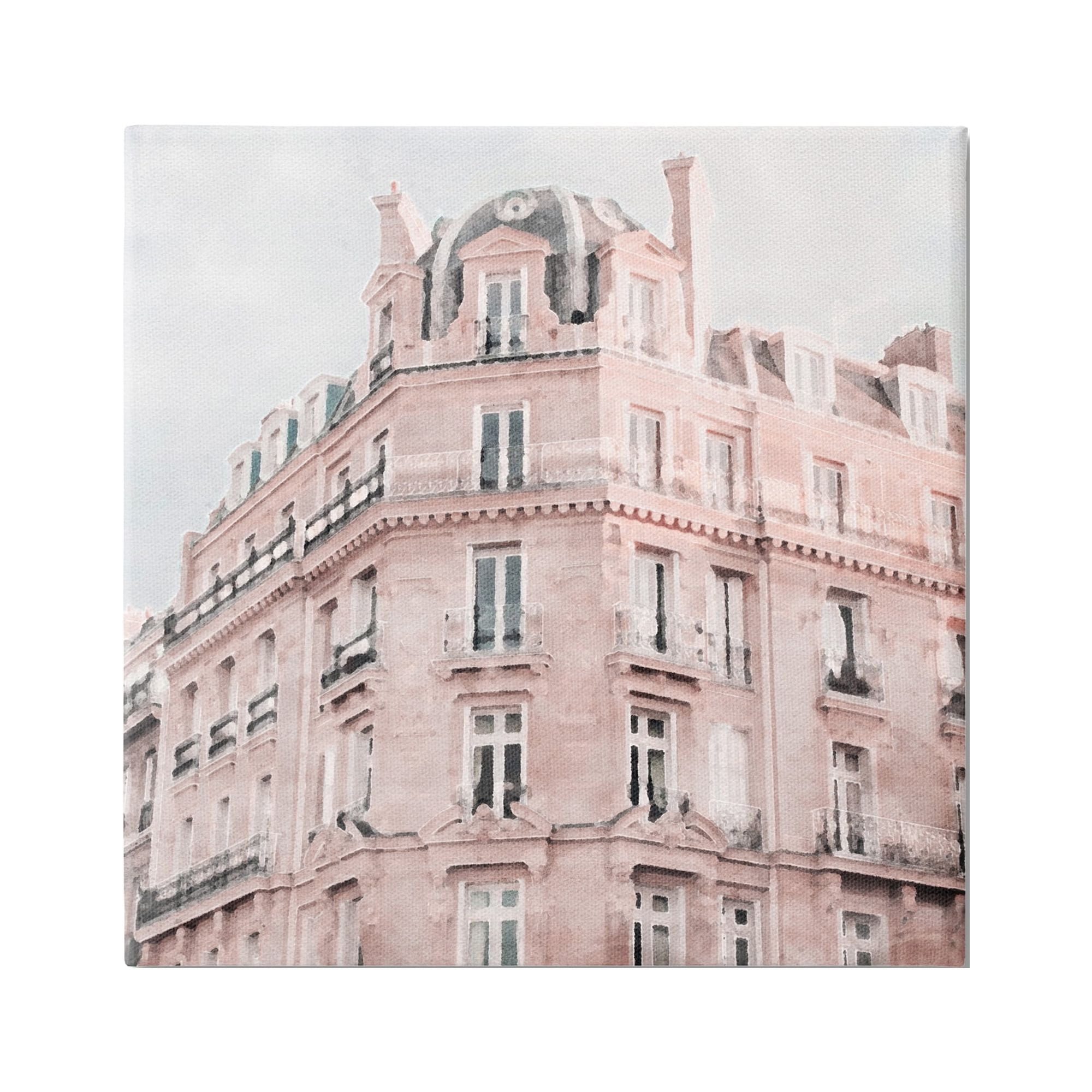 Stupell Industries Pastel City Building Travel & Places Painting Gallery Wrapped Canvas Print Wall Art, 30 x 30